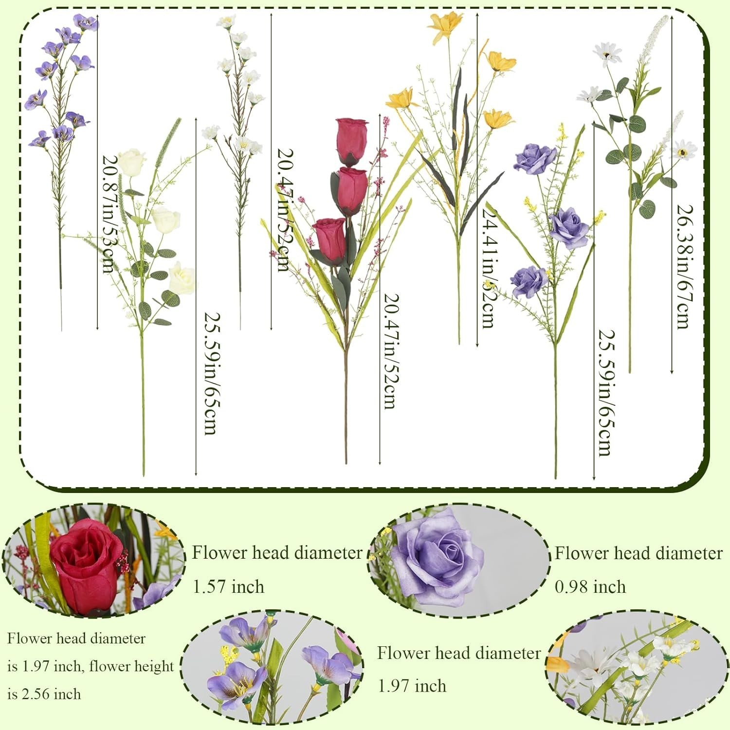7 Pcs Wildflowers Artificial Flowers Daisies Roses and Lilies Faux Wildflower…