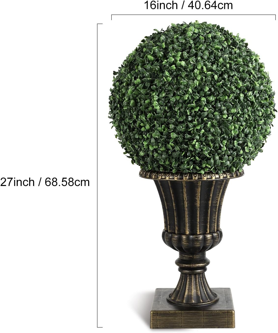 16″ Pre-Lit Artificial Plant with Lights Timer Remote Control Outdoor Ball Tree