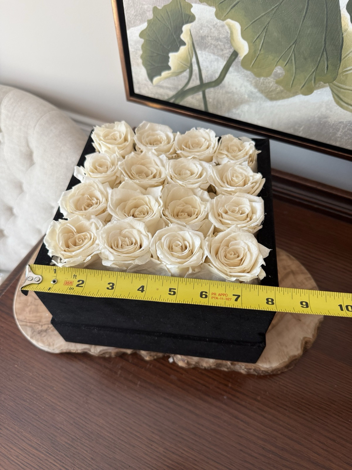 Rose Forever New York Real Preserved 16 White Roses Rose Black Velvet Square Box