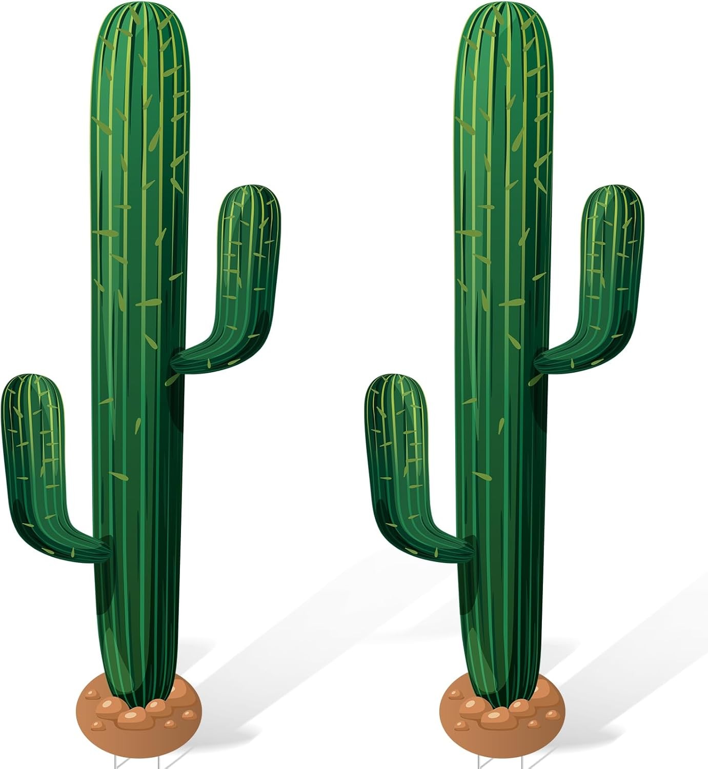 2 Pcs 3.3 Feet Large Boho Cactus Yard Stakes Signs Western Cowboy Party