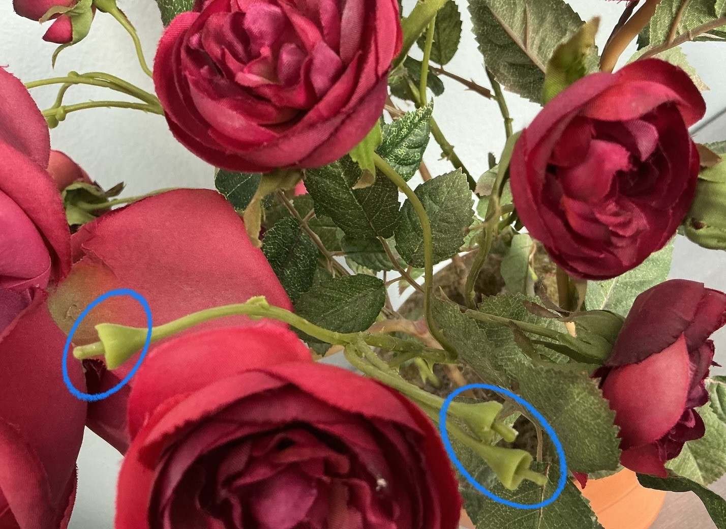 Realistic Artificial Camellia Red Roses Floral Arrangement Terracotta Pot 15’’