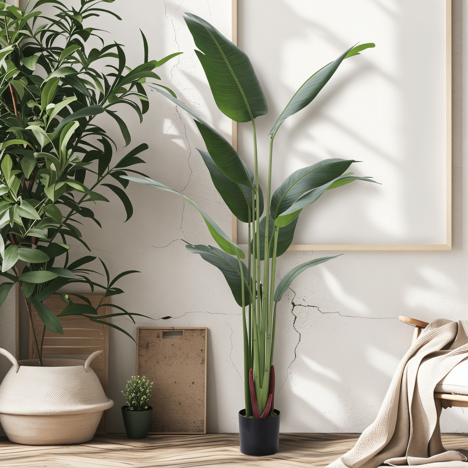 Artificial 5.2ft Banana Tree w/Pot Planter Faux Tropical Banana Plant Home Decor