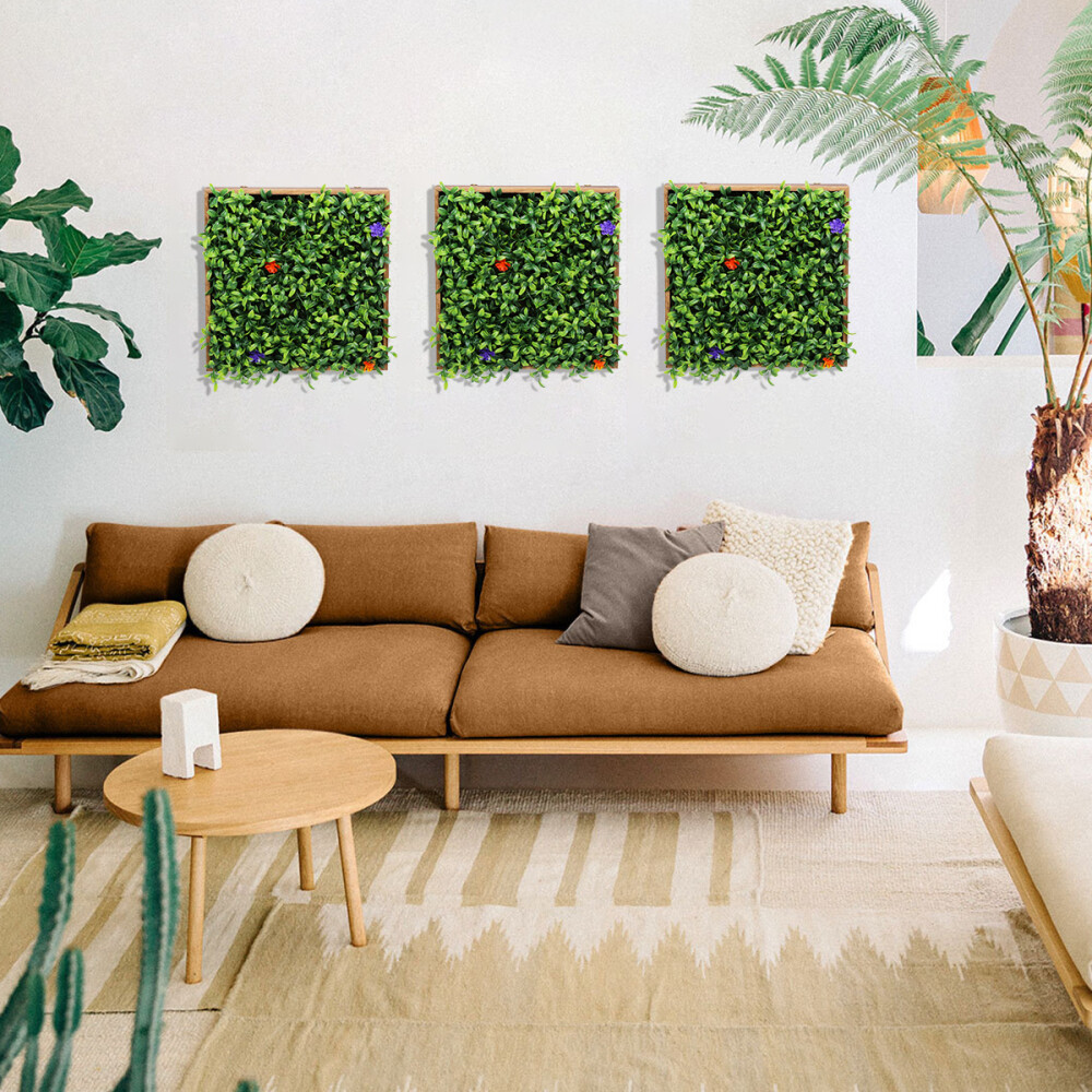Wood Wall Planter Vase & Artificial Plants Wall Decor Living Room Lounge Office