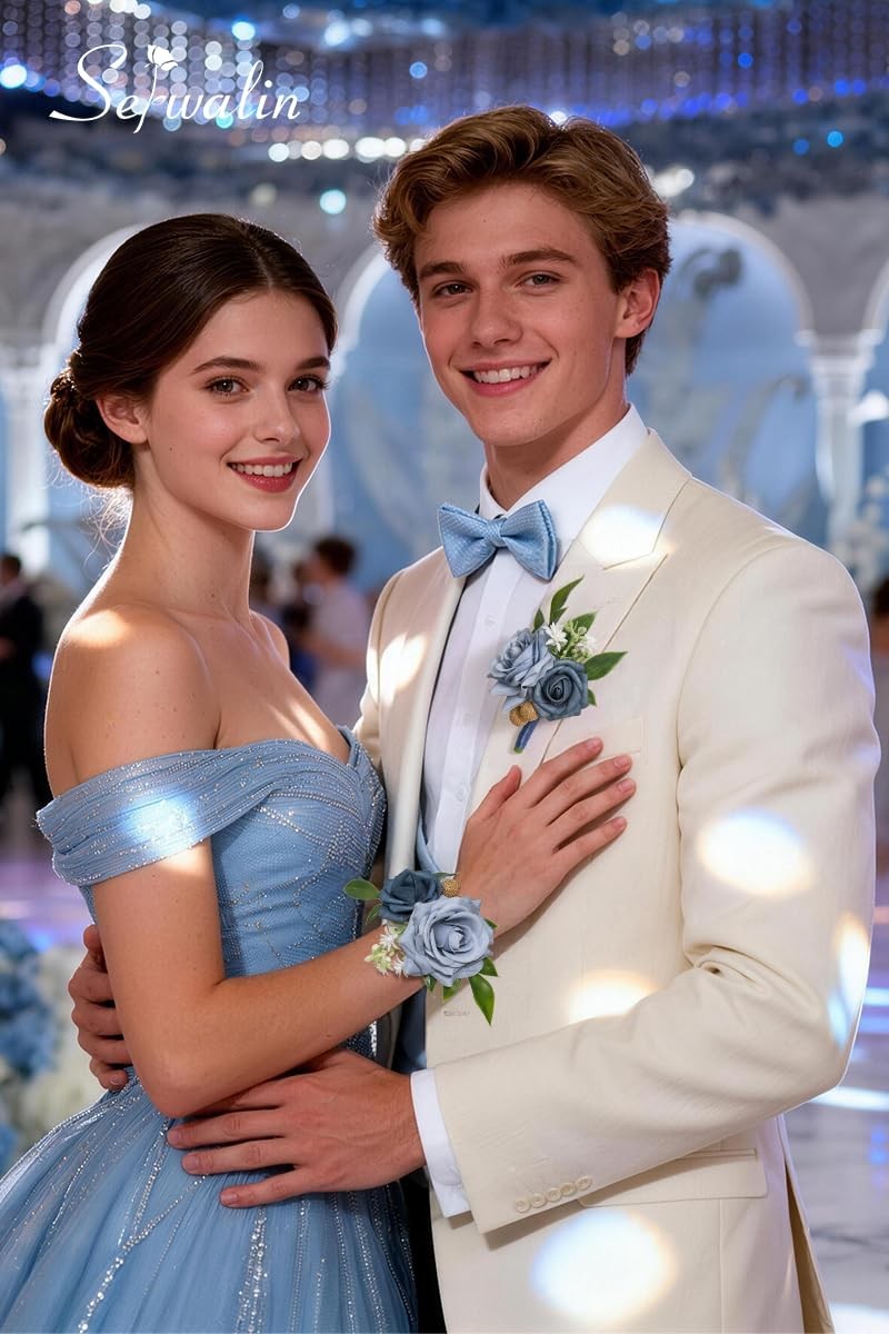 Blue Rose Corsage And Boutonniere Set Prom Flower Wedding Accessories