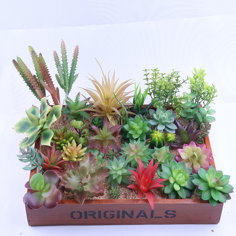 18 pcs PK Artificial Color Succulent Plants Unpotted Fake Lotus Plant Home Decor