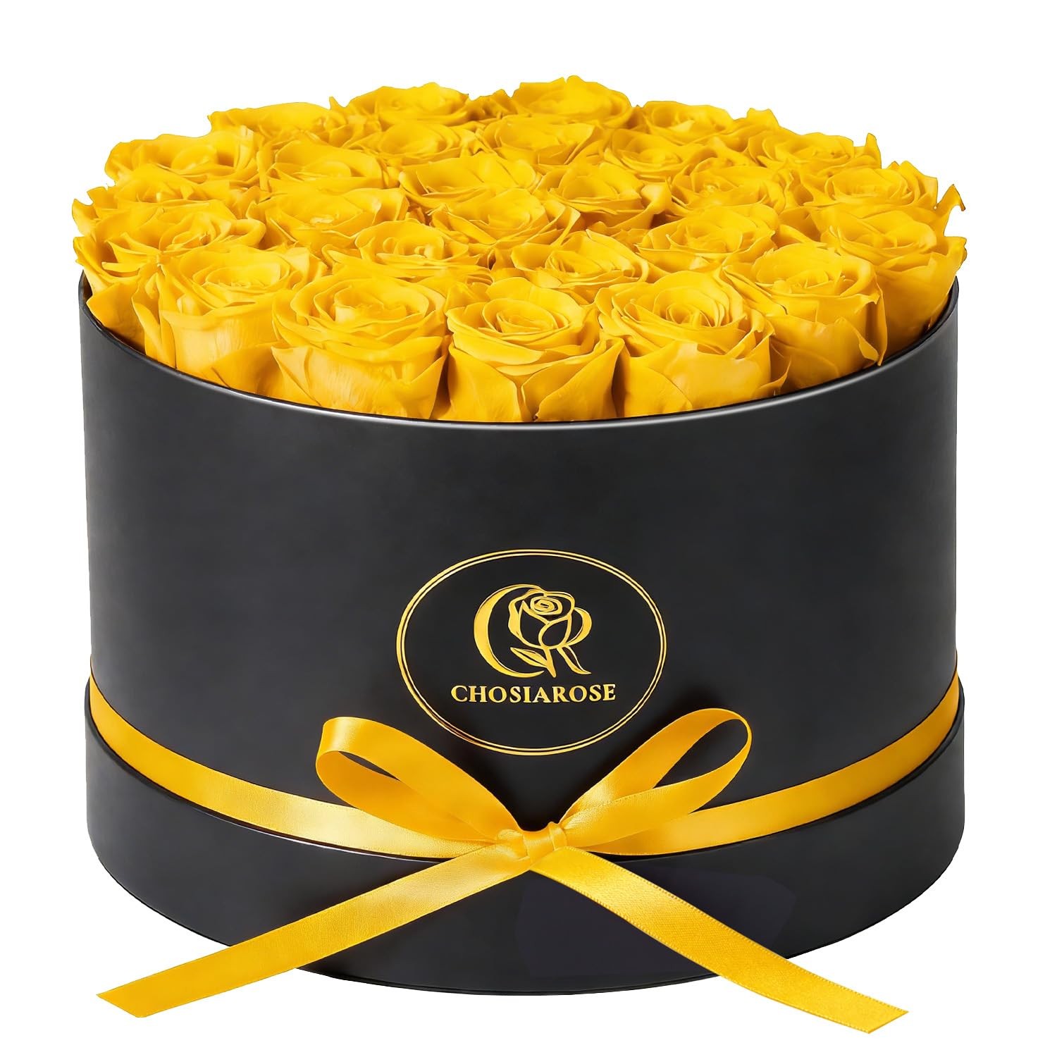 27 PCS Yellow Preserved Roses Forever Flowers Gift Box For Women Mom Wife