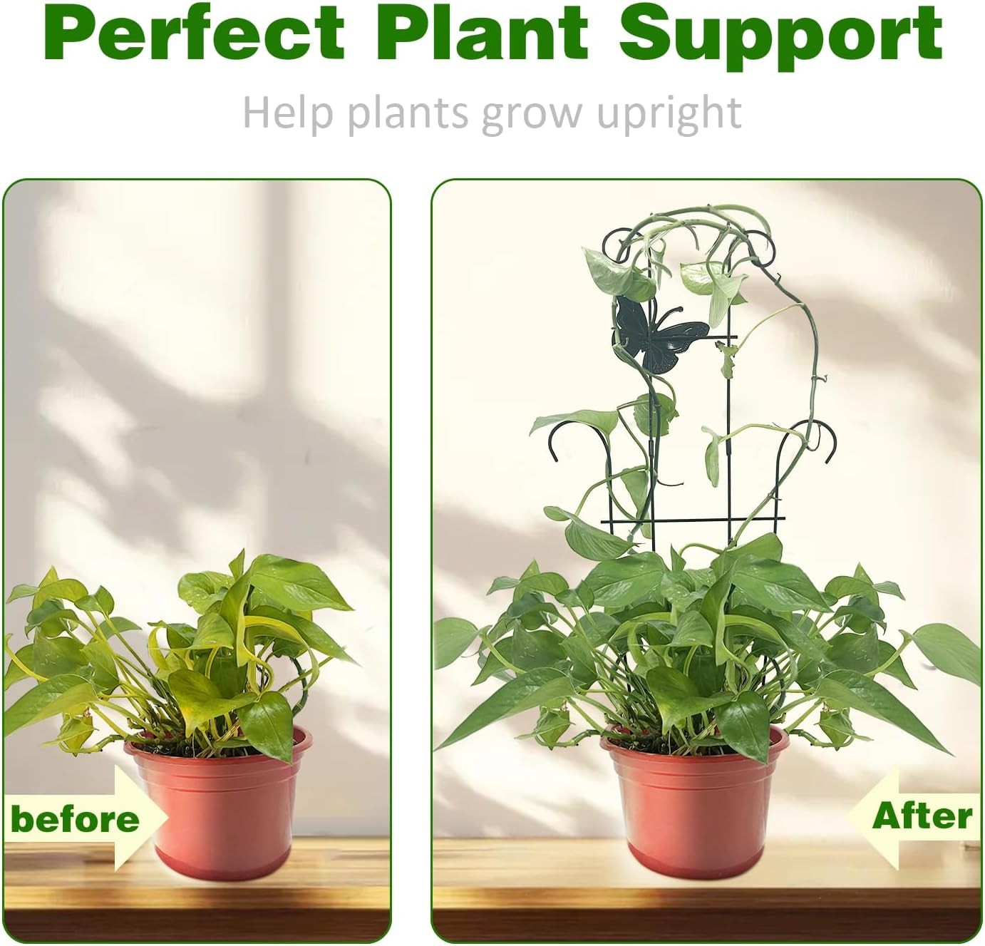 2PCS 23″ Metal Plant Trellis for Indoor Outdoor Climbing Plants