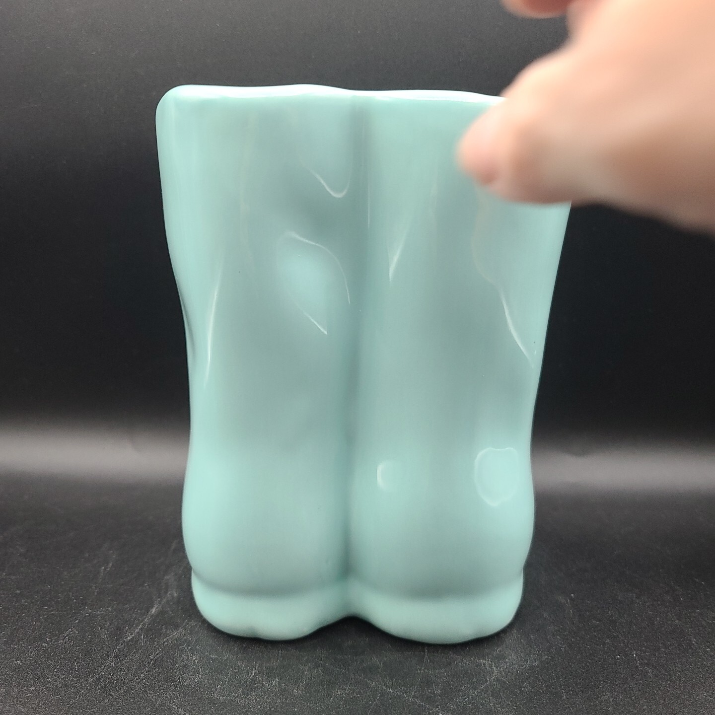 Rae Dunn “Fresh Herbs” Ceramic Rain / Garden Boots Herb Planter 7″ Aqua Blue