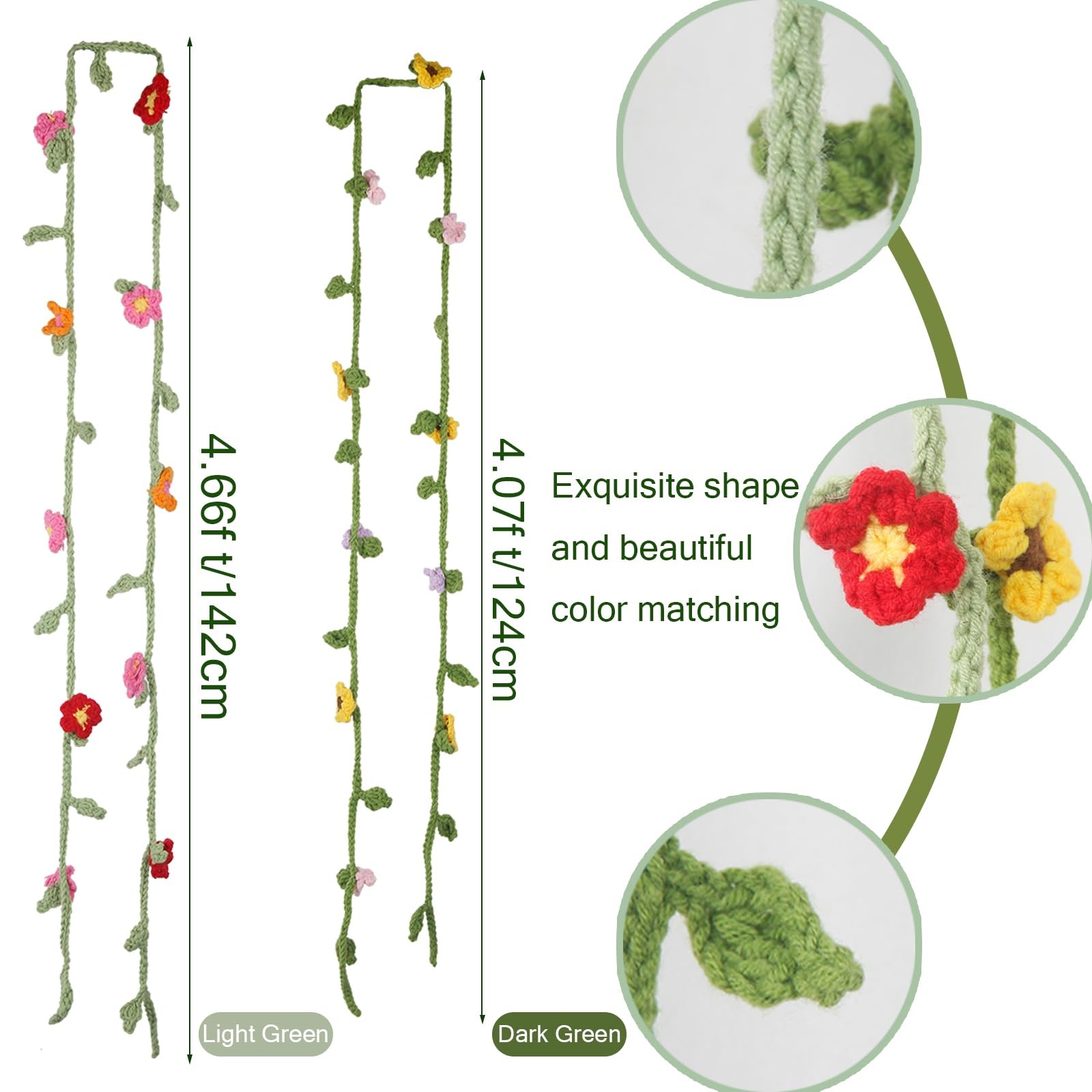 2 Pcs Crochet Flowers Hanging Plant Daisy Sunflower for Accessories Car Flowe…