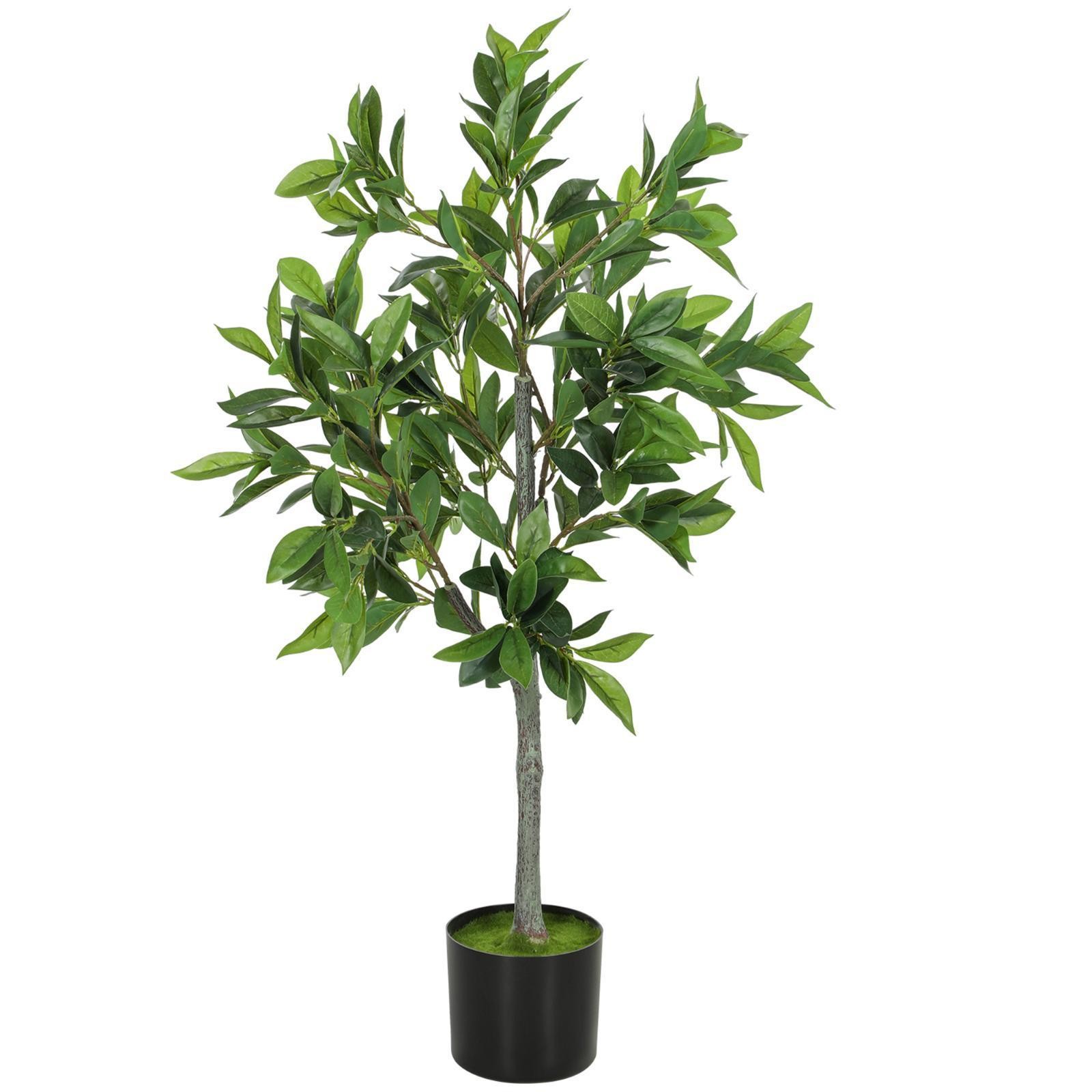 Artificial Potted Laurel Tree Realistic Greenery Plant Decor Flowers for Modern