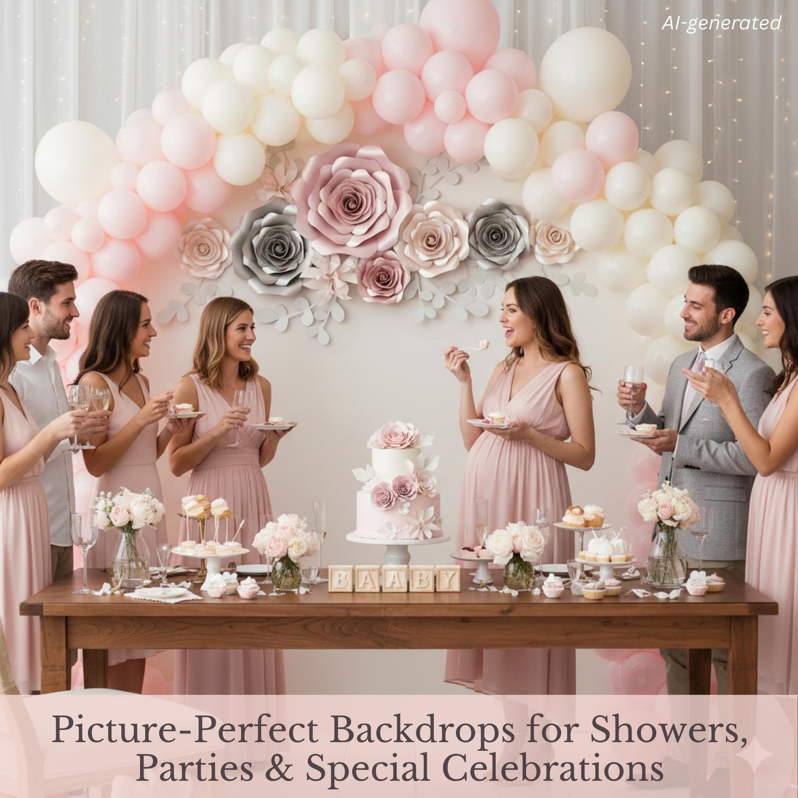 Paper Flowers Wall Decor – 3D Flower Wall Backdrop for Baby Nursery, Girls Ro…