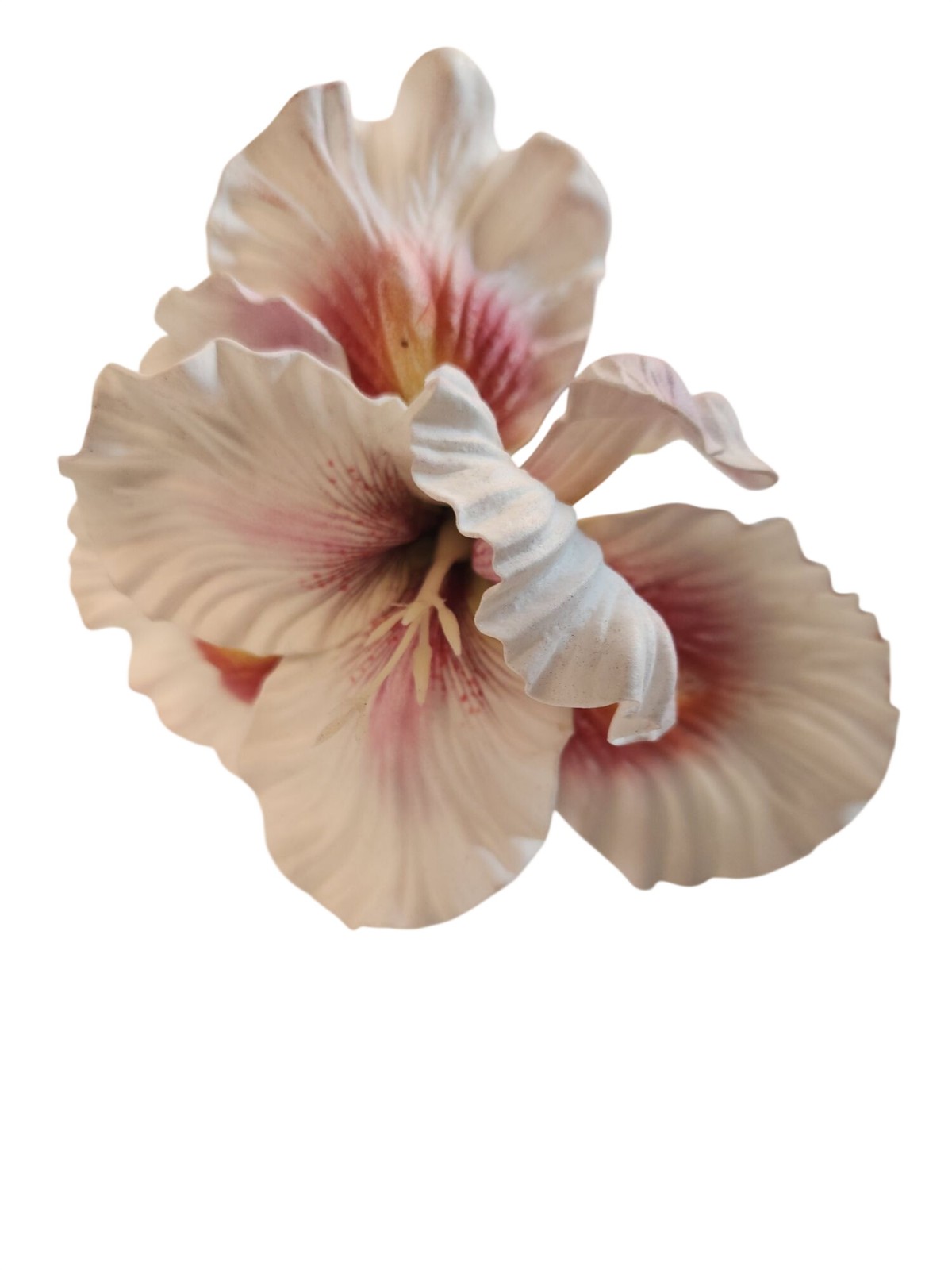 Artificial Iris Flower 33 Inch Tall White Faux Iris Stem Hand Painted Look Flora