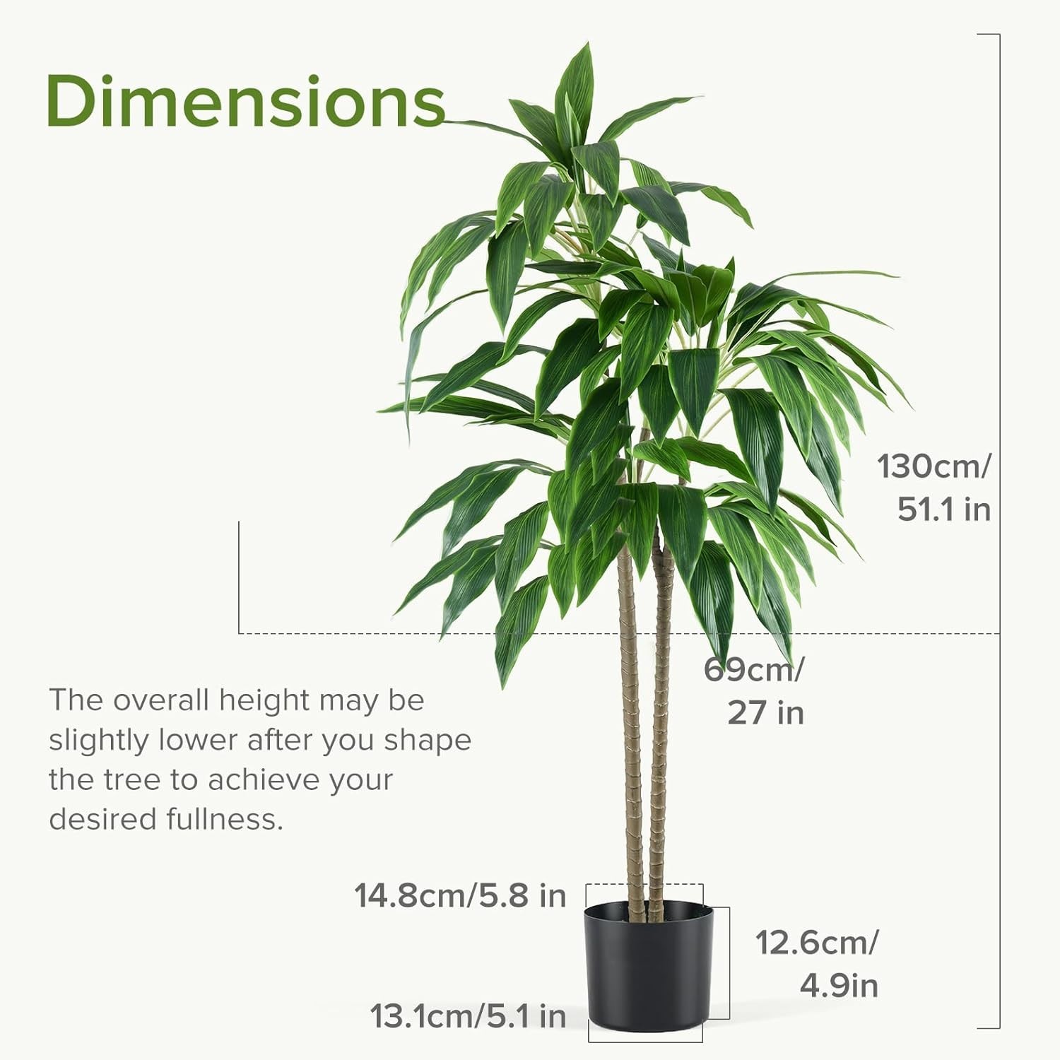 Compact 51in Faux Dracaena Indoor Tree – Greenery Without Maintenance