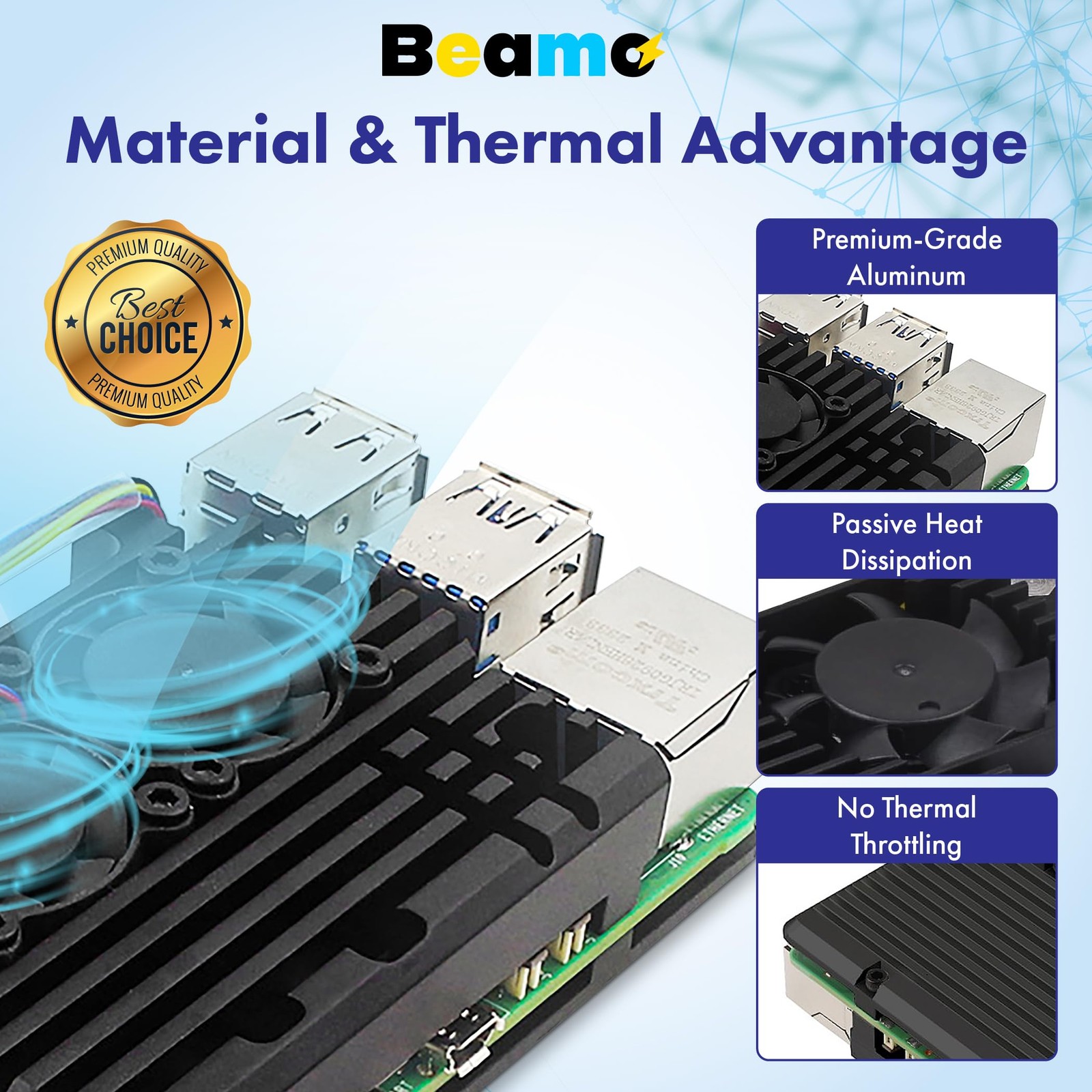 Dual Fan and Heatsink Aluminum Cooling Case for Raspberry Pi 5, Metal…