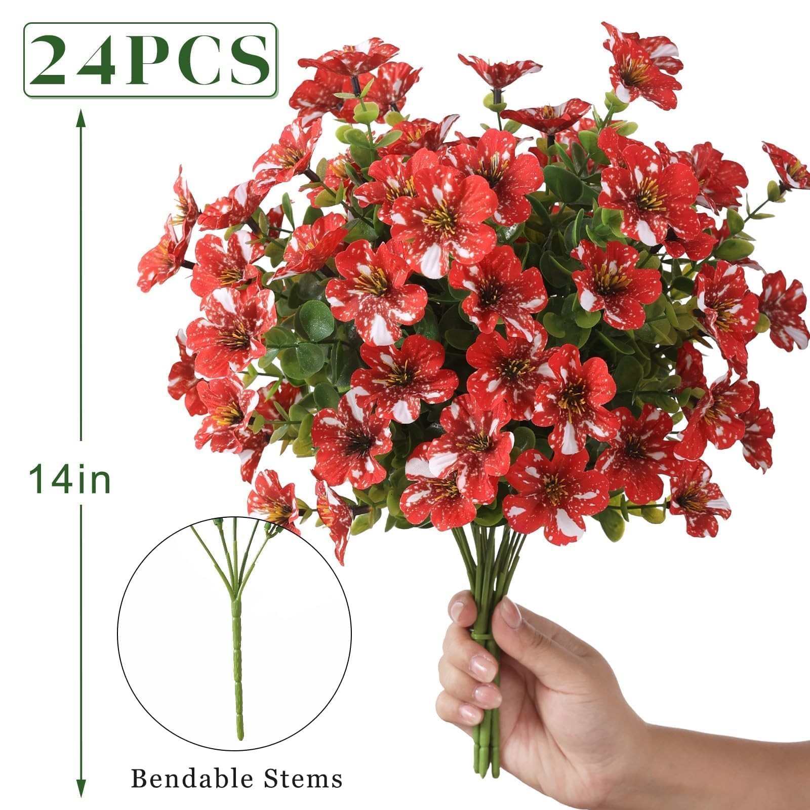 24 Bundles Artificial Morning Glory & Eucalyptus for Outdoor, Realistic Fake …