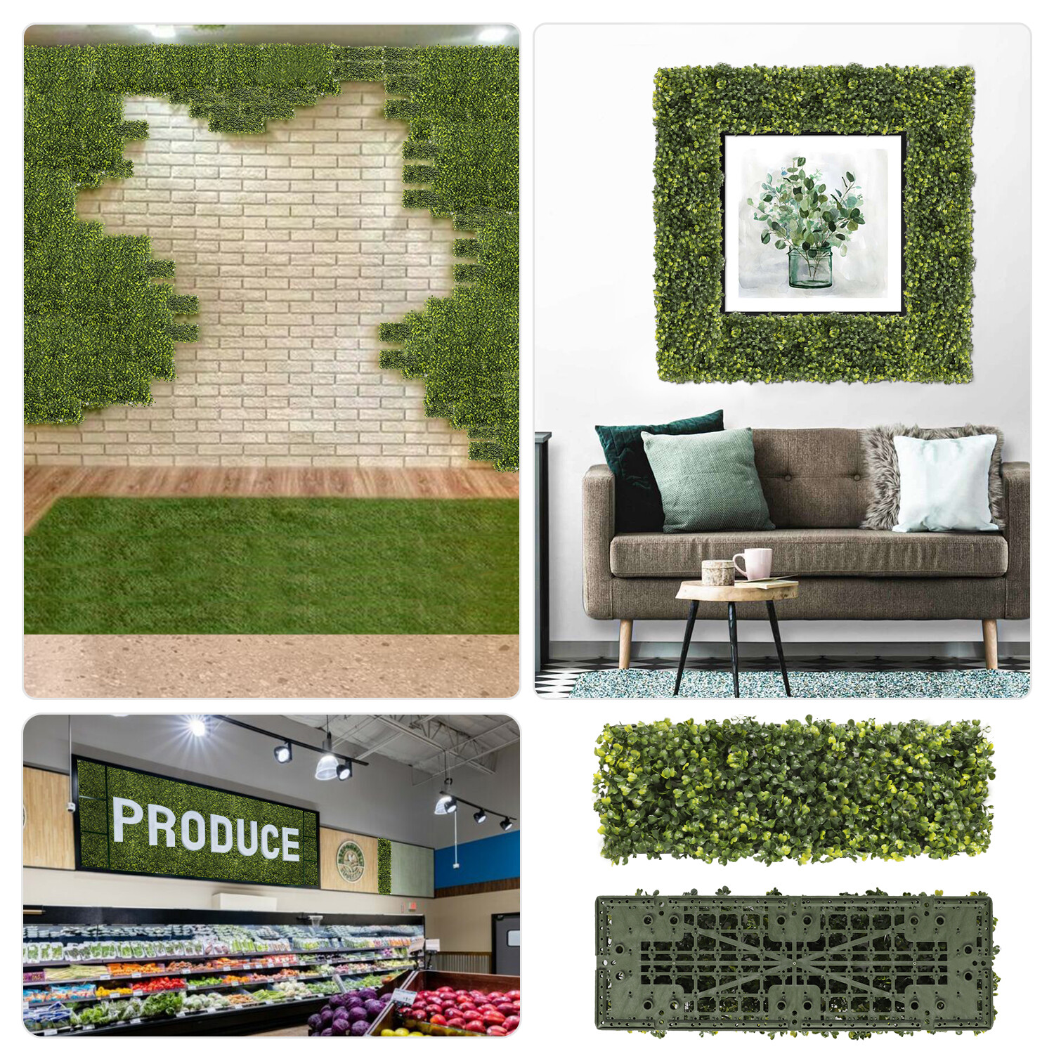 18″x6″ Artificial Ivy Mats Wall Hedge With Hard Panel for Indoor Outdoor Decor
