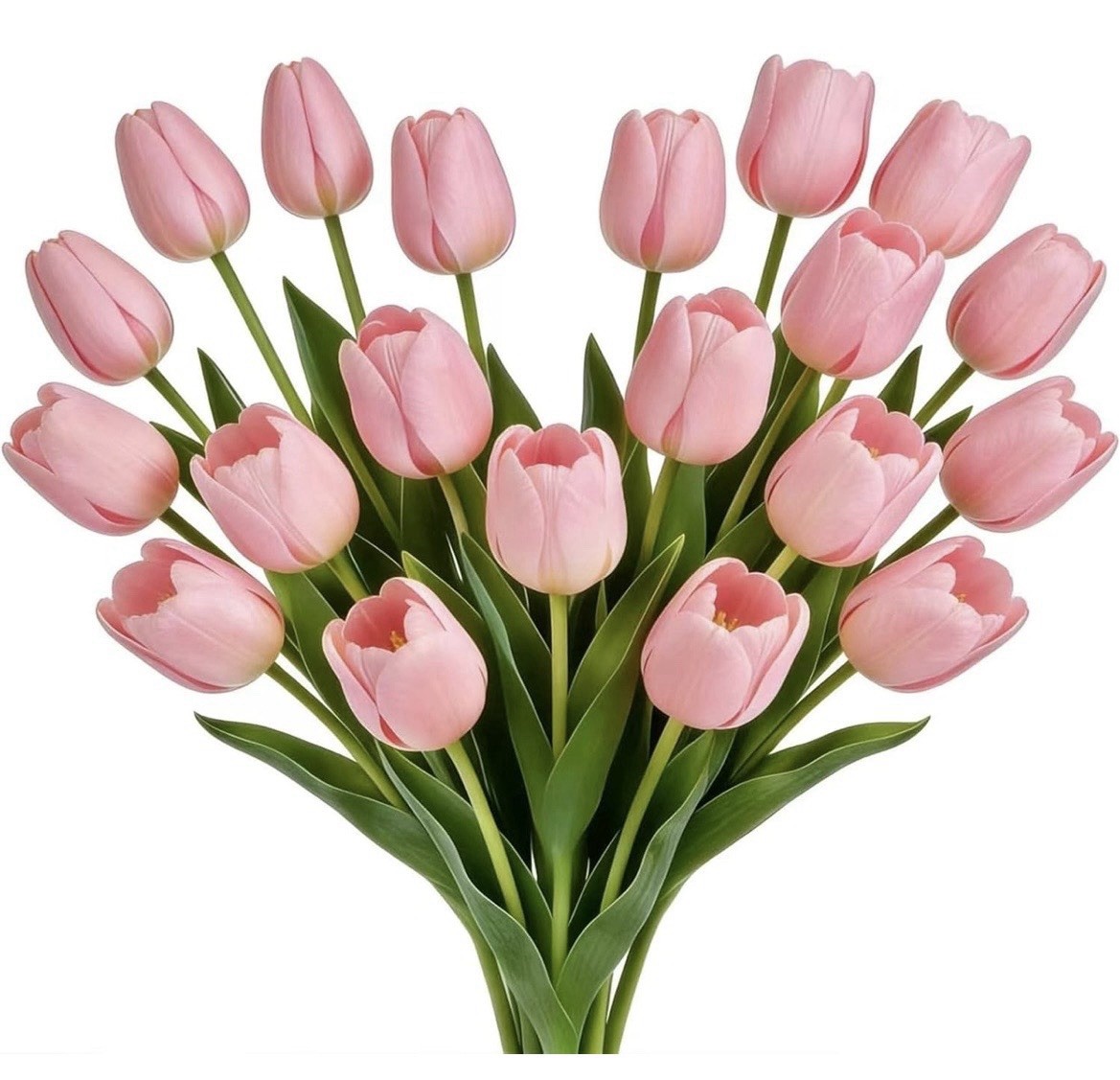 16in Artificial Pink Tulip Flower Bouquet Bunch w/ Wire Stems Fabric Plastic