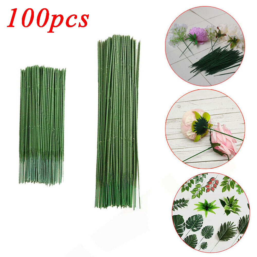 100Pcs/Set Flower Rod Plant Potted Stem Gardening Wire Plastic Artificial Decor