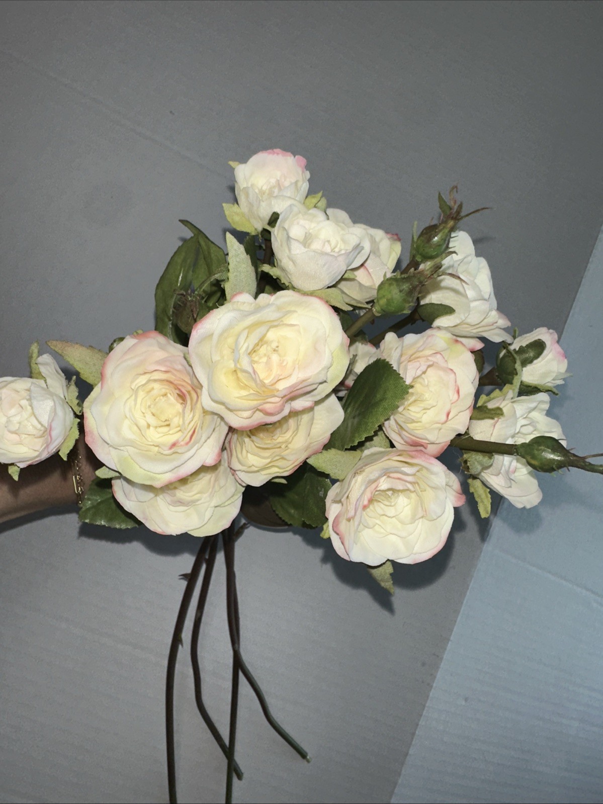 FOUR-Winward Champagne Rose Floribunda 19” Faux Florals NEW
