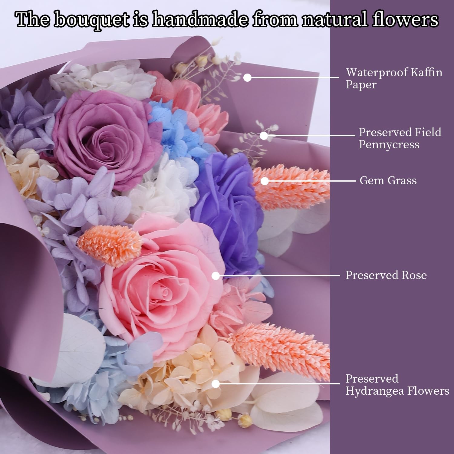 Handcrafted Preserved Forever Roses Bouquet Present For Women Mom Anniversary