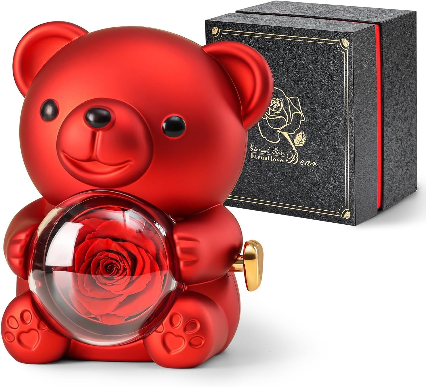 Cute Teddy Bear with Preserved Rose – A Real Rose Flower in Bear with Elegant Gi