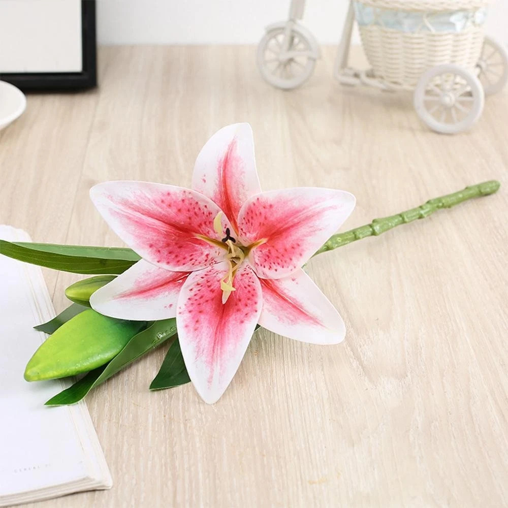 NEW 3D Printed White Lily Artificial Flowers Real Look for Wedding Home Decor