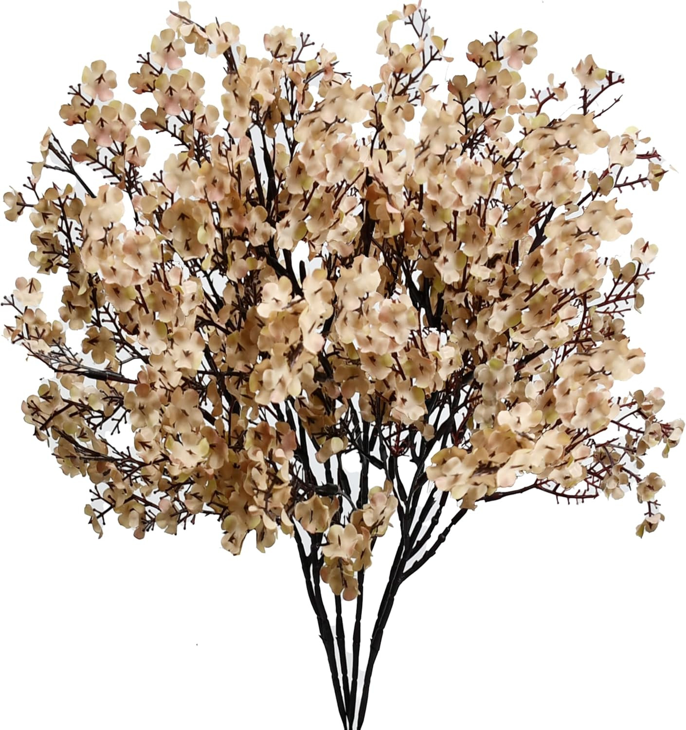 Light Brown Artificial Baby’S Breath European Flowers 6 Bundles Silk Gypsophila