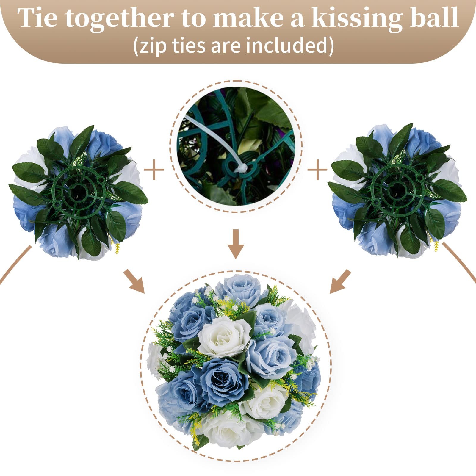 Blue Flowers Artificial for Decoration Silk Kissing Balls for Wedding – Artif…
