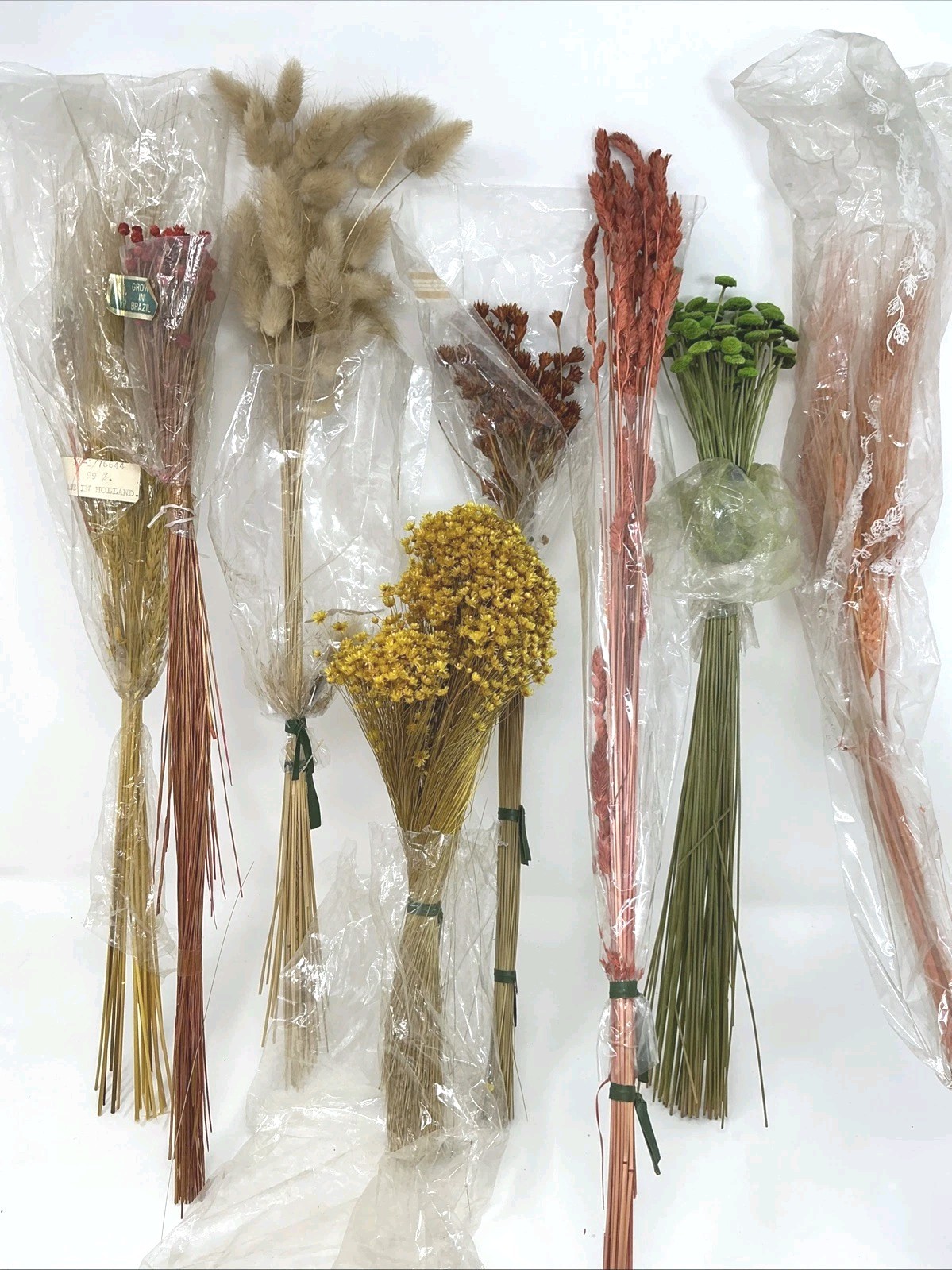 Vintage Dried Flower Bunches Lot of 8 Bunches 12″ – 30” L Crafts Floral Bouquets