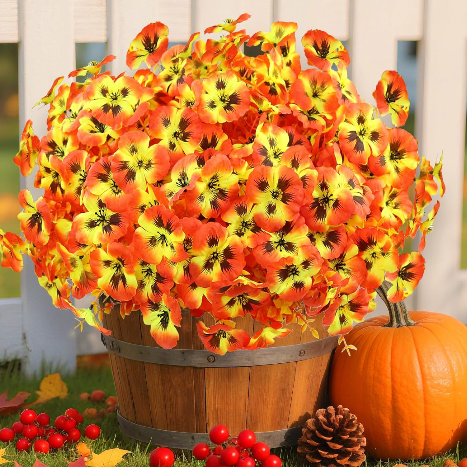 24 Bundles Realistic Fake Flowers for Outdoors, No Fade Faux Silk Flowers & Arti
