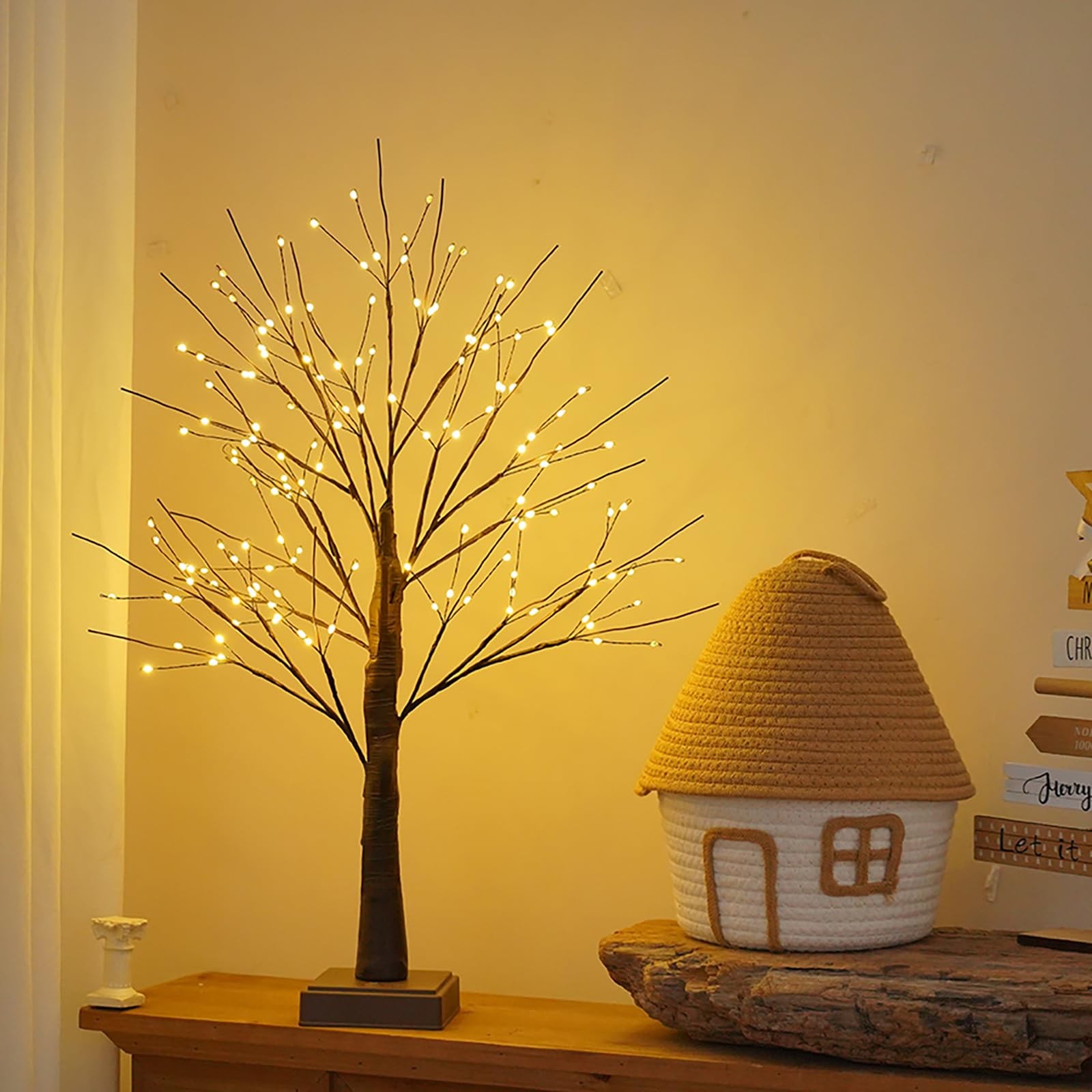 144 LED Artificial Tree Lamp with Timer, DIY Birch Trees with LED Lights, Lig…