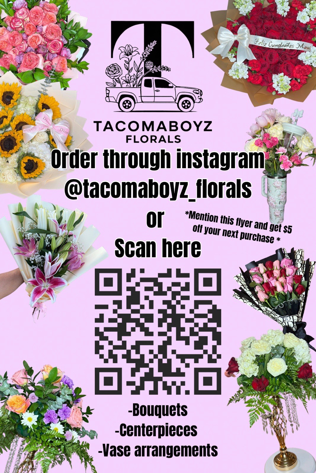 Tacomaboyz Florals Fresh Rose Sunflower Lily Bouquet Centerpiece Arrangement