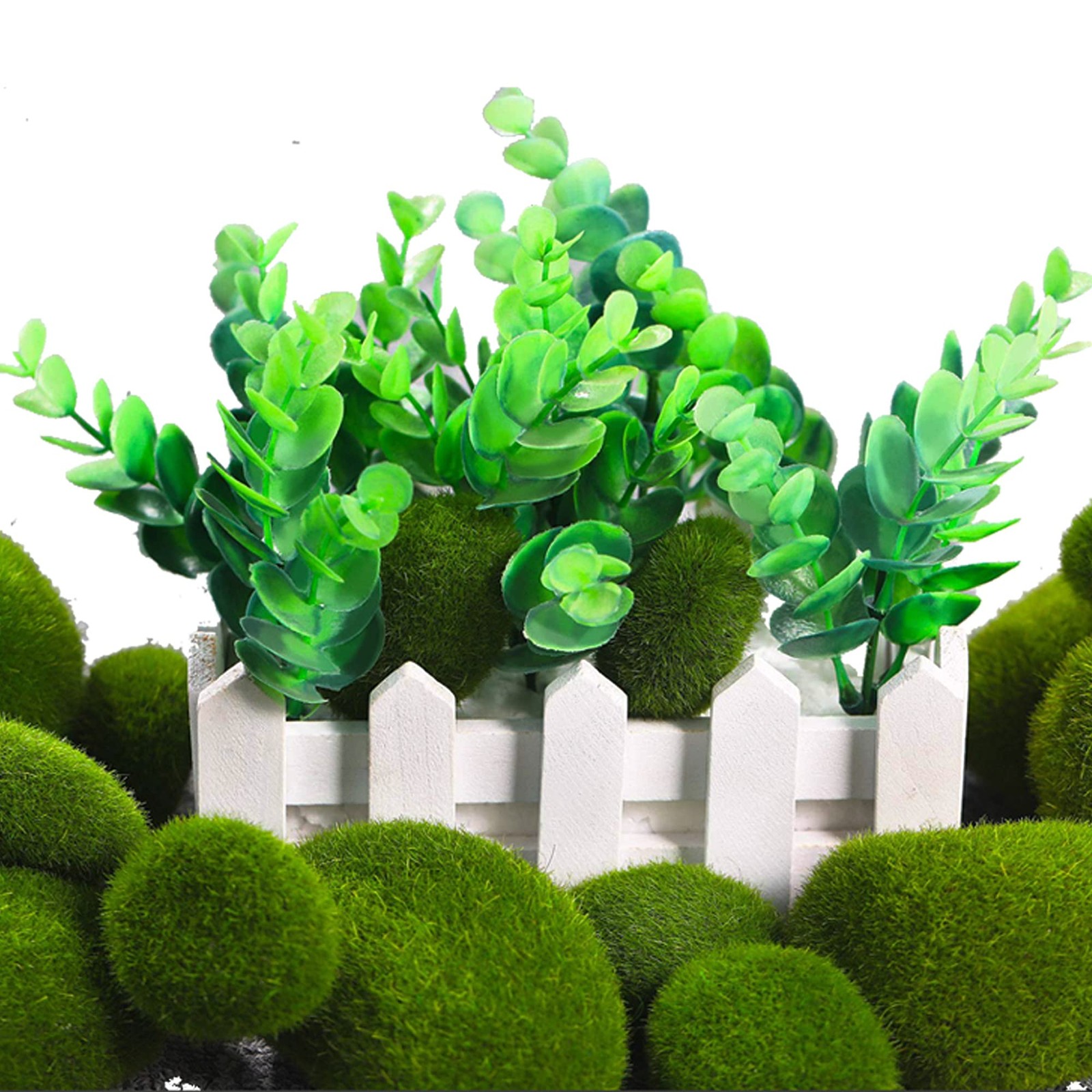 Artificial Moss Fake Moss Decorative 30 PCS Green Moss Balls and 30 Gram Pres…