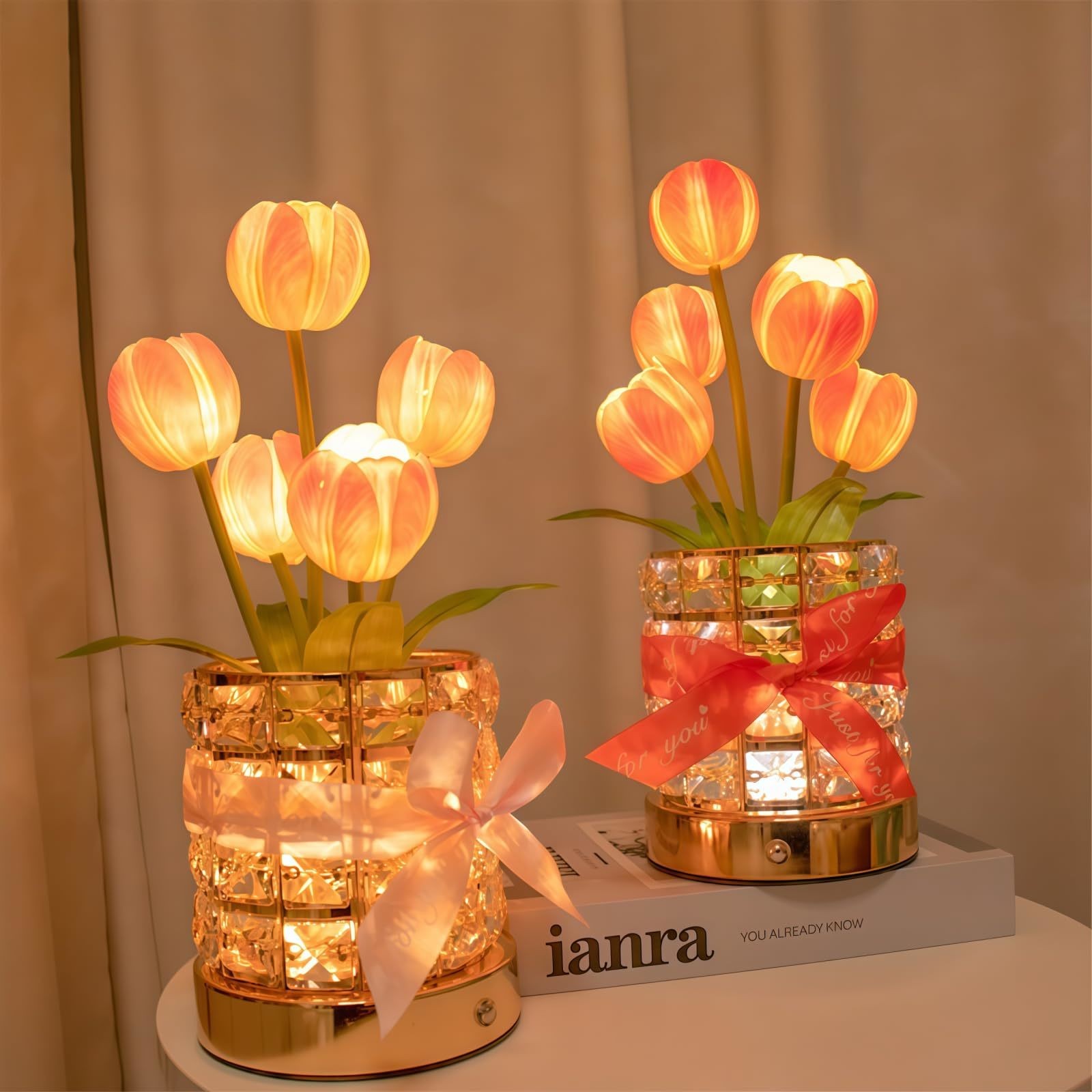 Artificial Flower Tulips Table Lamp with USB Charging LED Home Night Light Gift