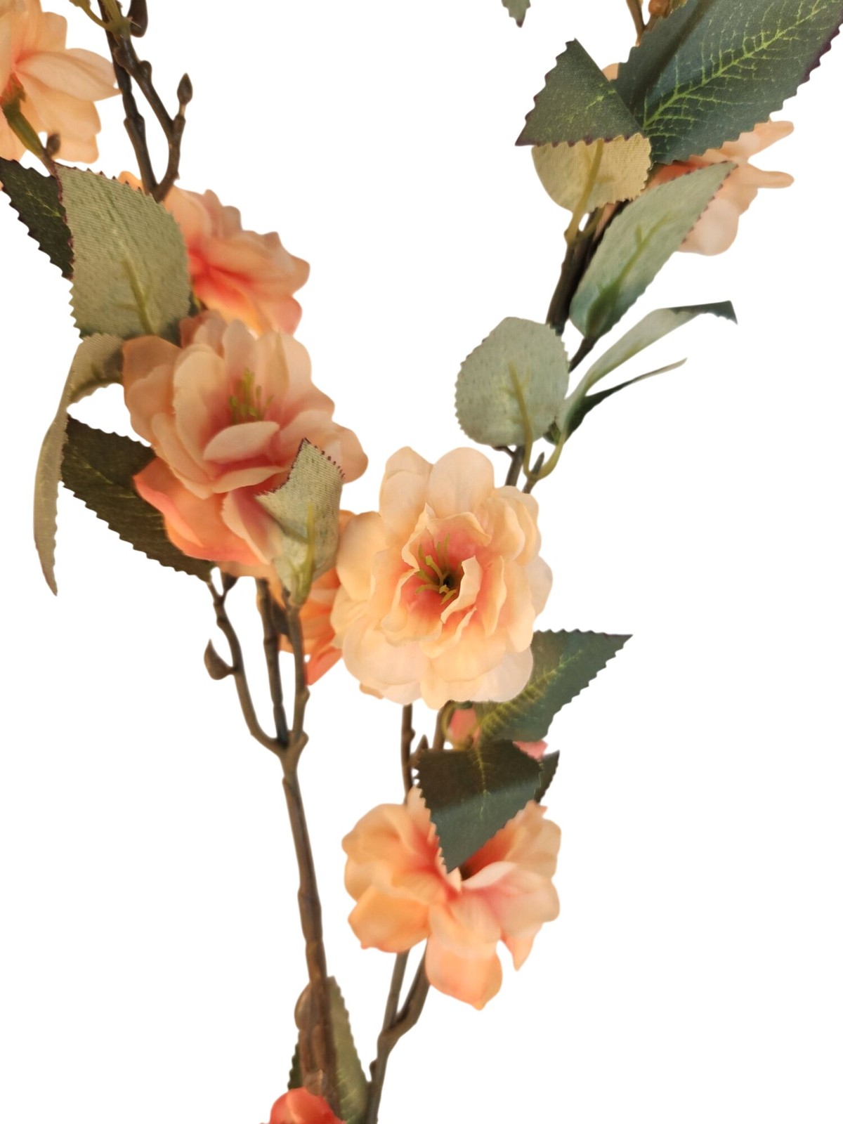 Peach Blossom Stem Artificial Flower Branch 33 Inch Faux Floral Spray Orange Flo