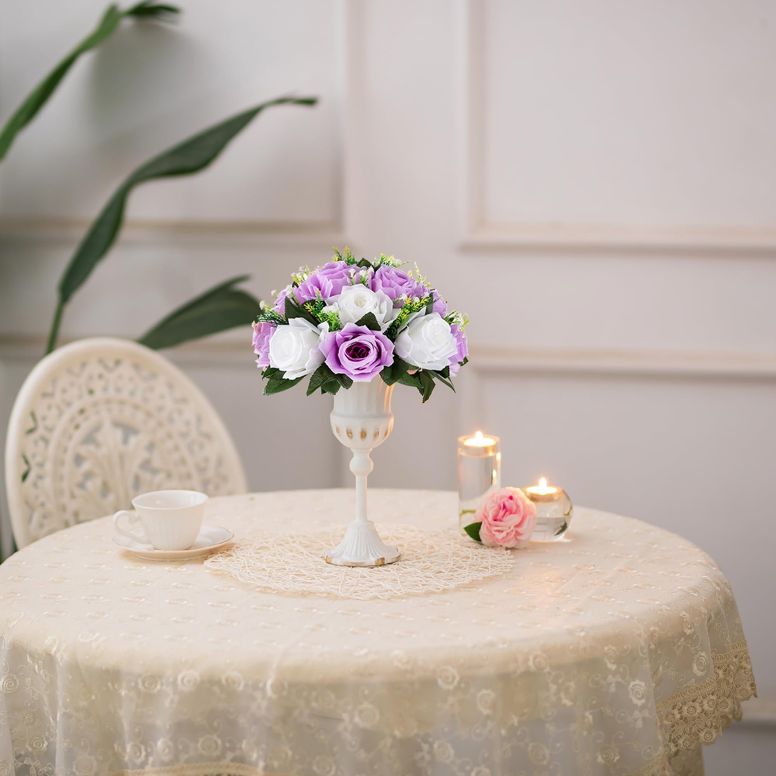 Lilac Purple Flowers Artificial: 2 Pcs Fake Roses Flower Balls Centerpiece fo…