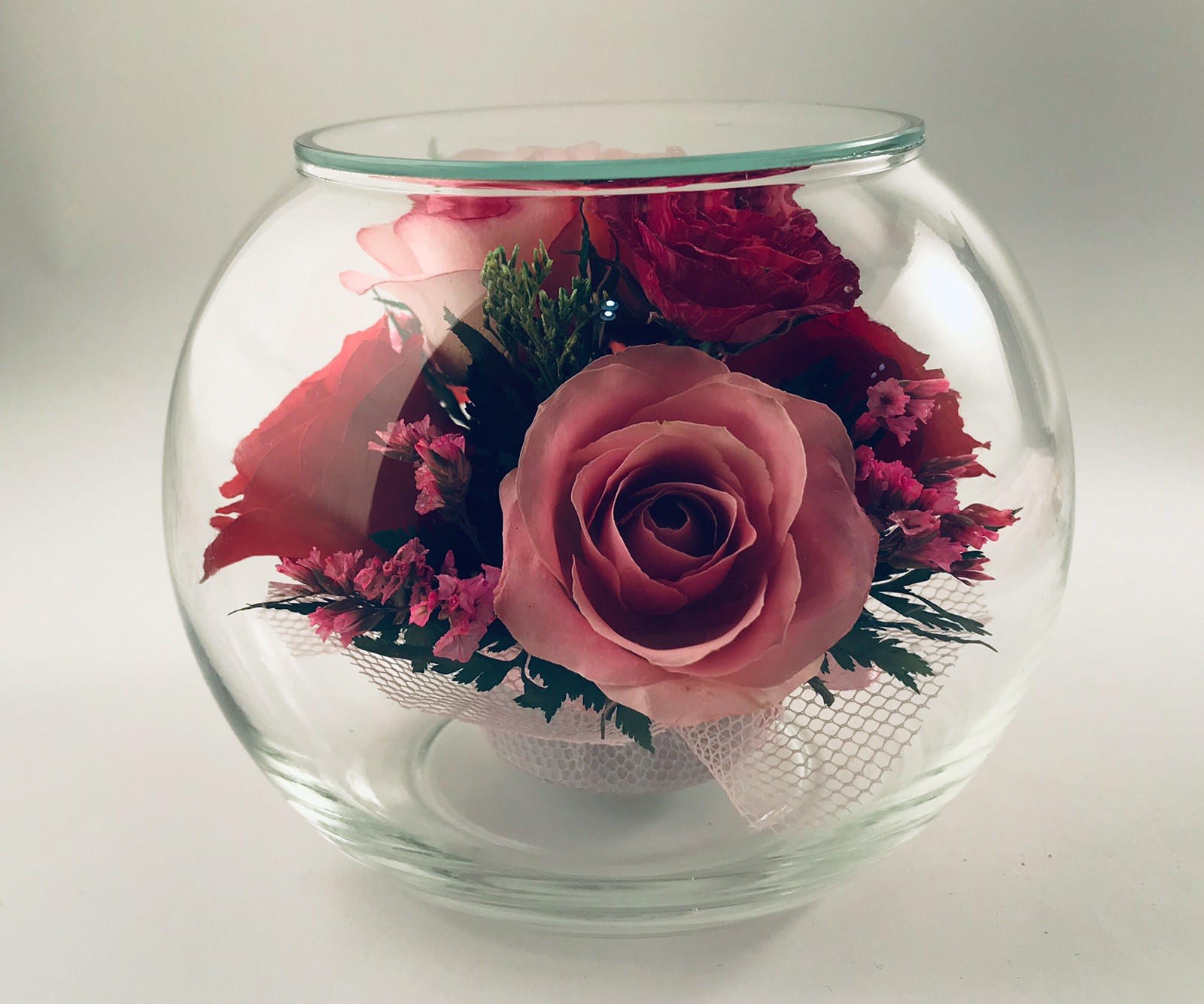Last Forever Roses Bouquet Preserved In Fancy Glass Jar. Perfect Gift.