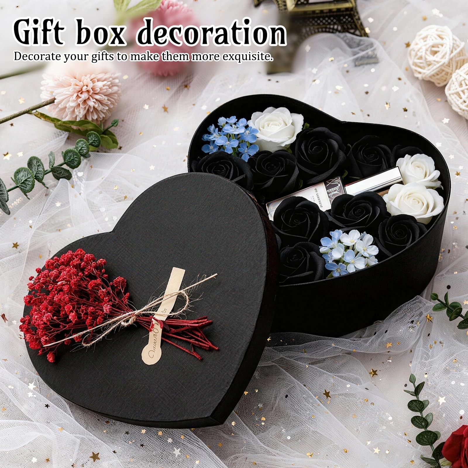 12 Pcs Artificial Flowers Black Roses, Real Touch Fake Flowers with Stem Foam…