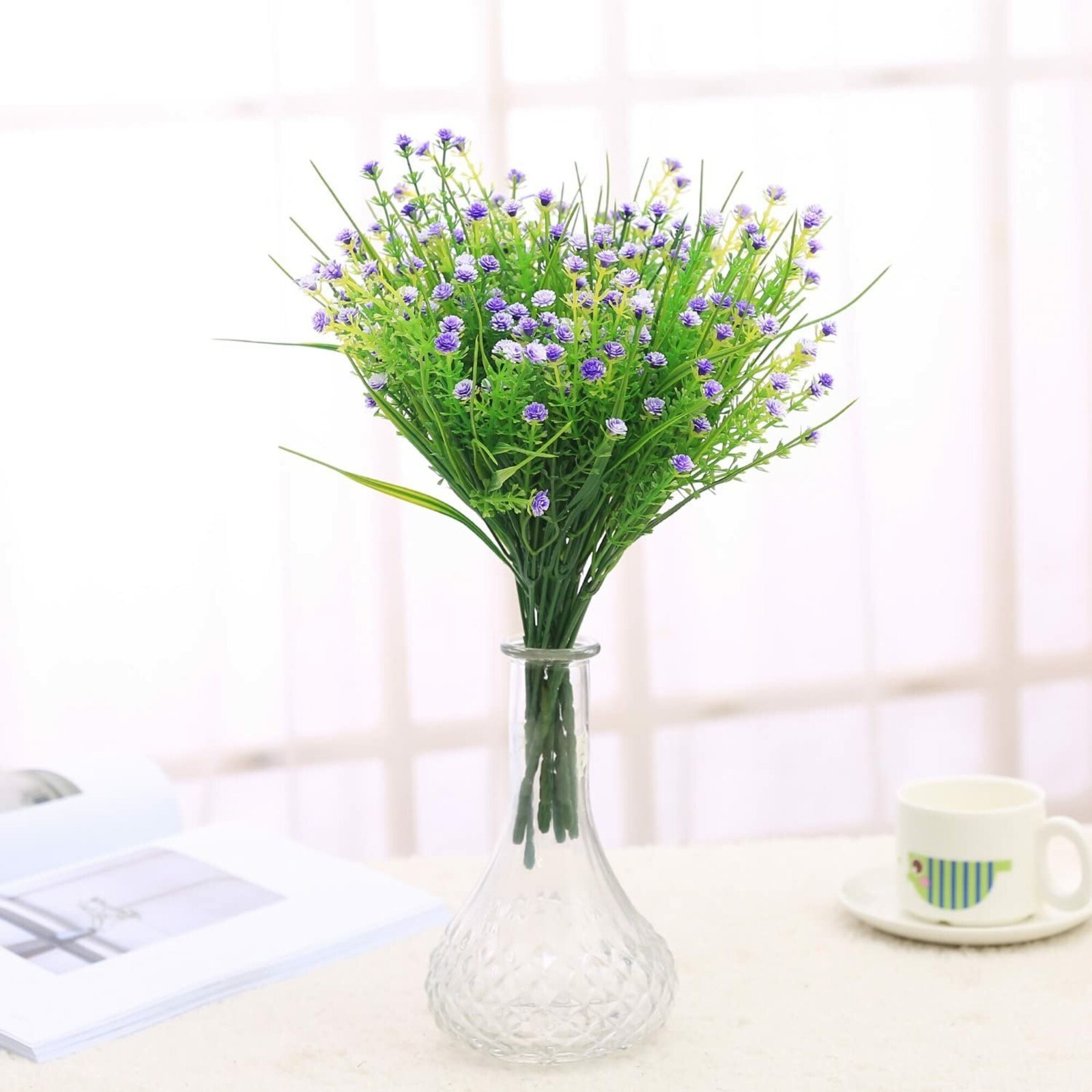 Outdoor Indoor Artificial Flowers Baby Breath Fake Flowers UV Resistant Purple