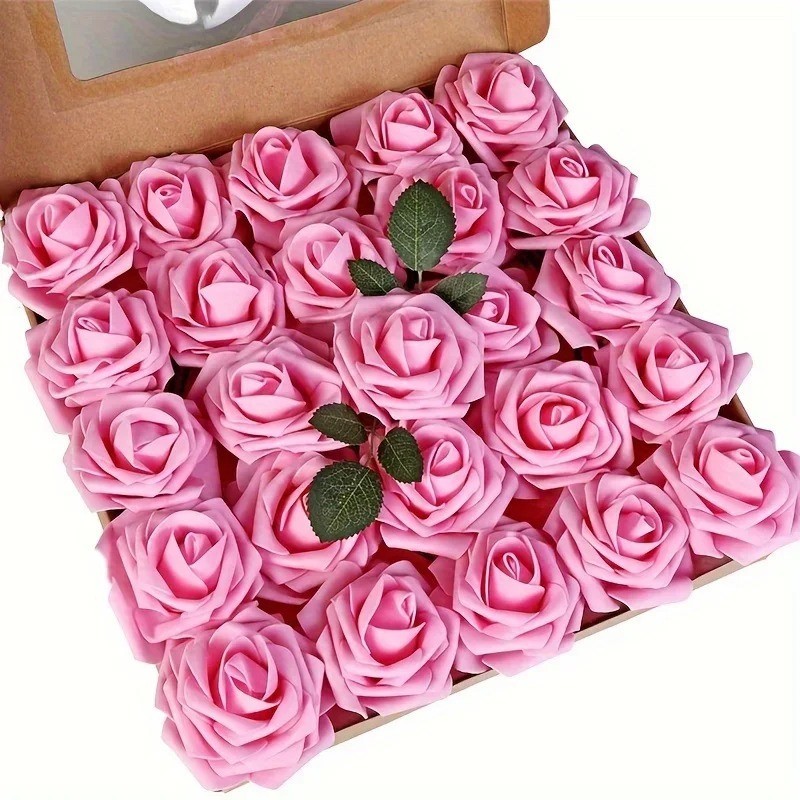 25pcs Silk Roses Artificial Flowers Realistic Bouquet Home Decor Xmas Gifts US
