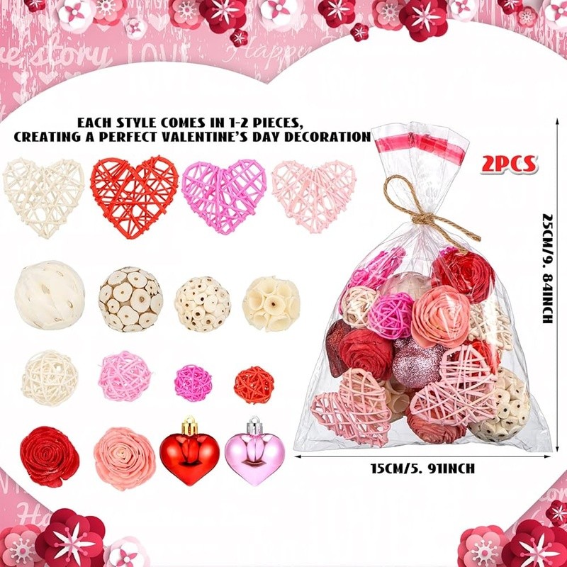 Decorative Balls Set Home Decor Wedding Party Bowl Filler Flowers Rattan Love US