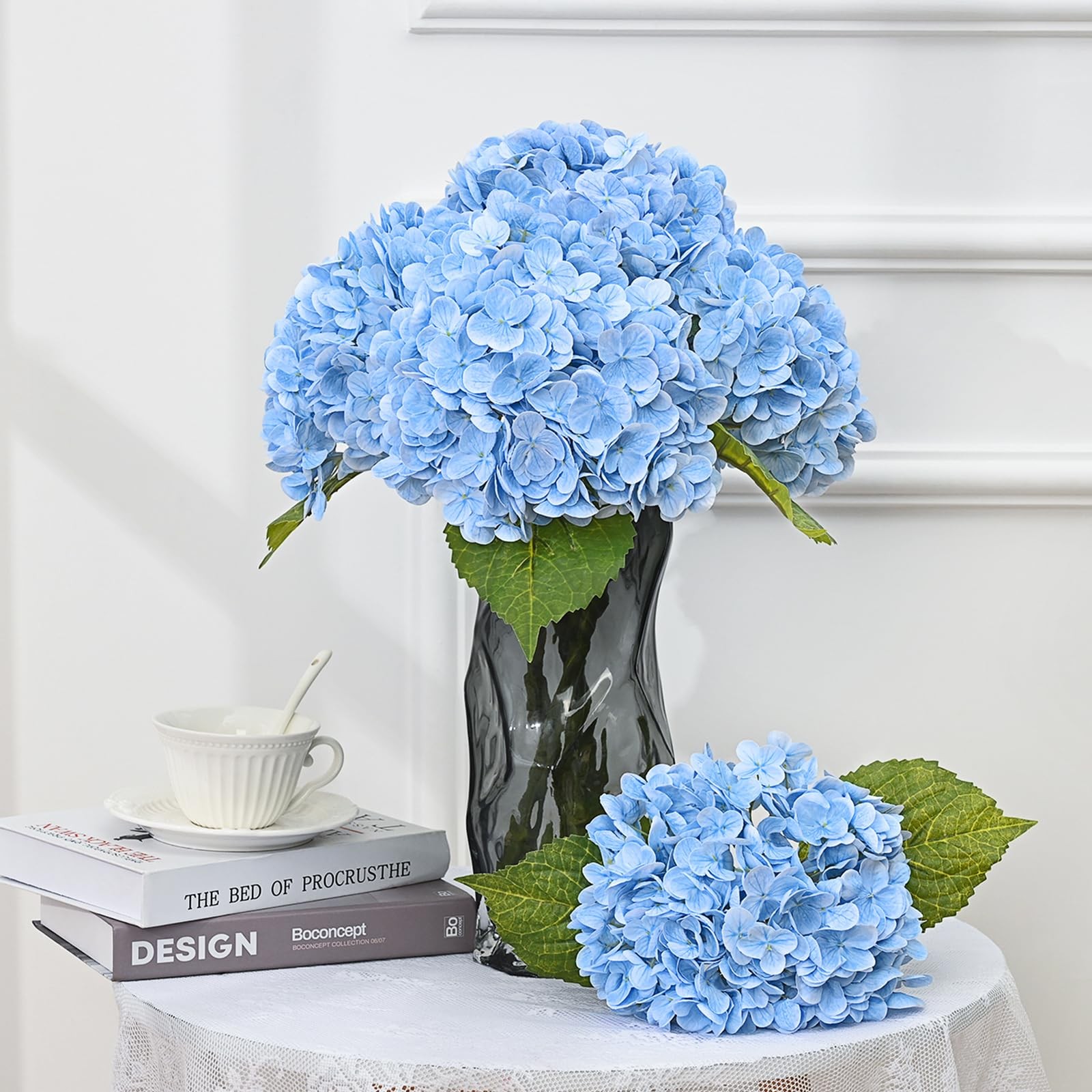 3Pcs 21in Hydrangea Artificial Flowers, Latex Real Touch Hydrangeas Lifelike …