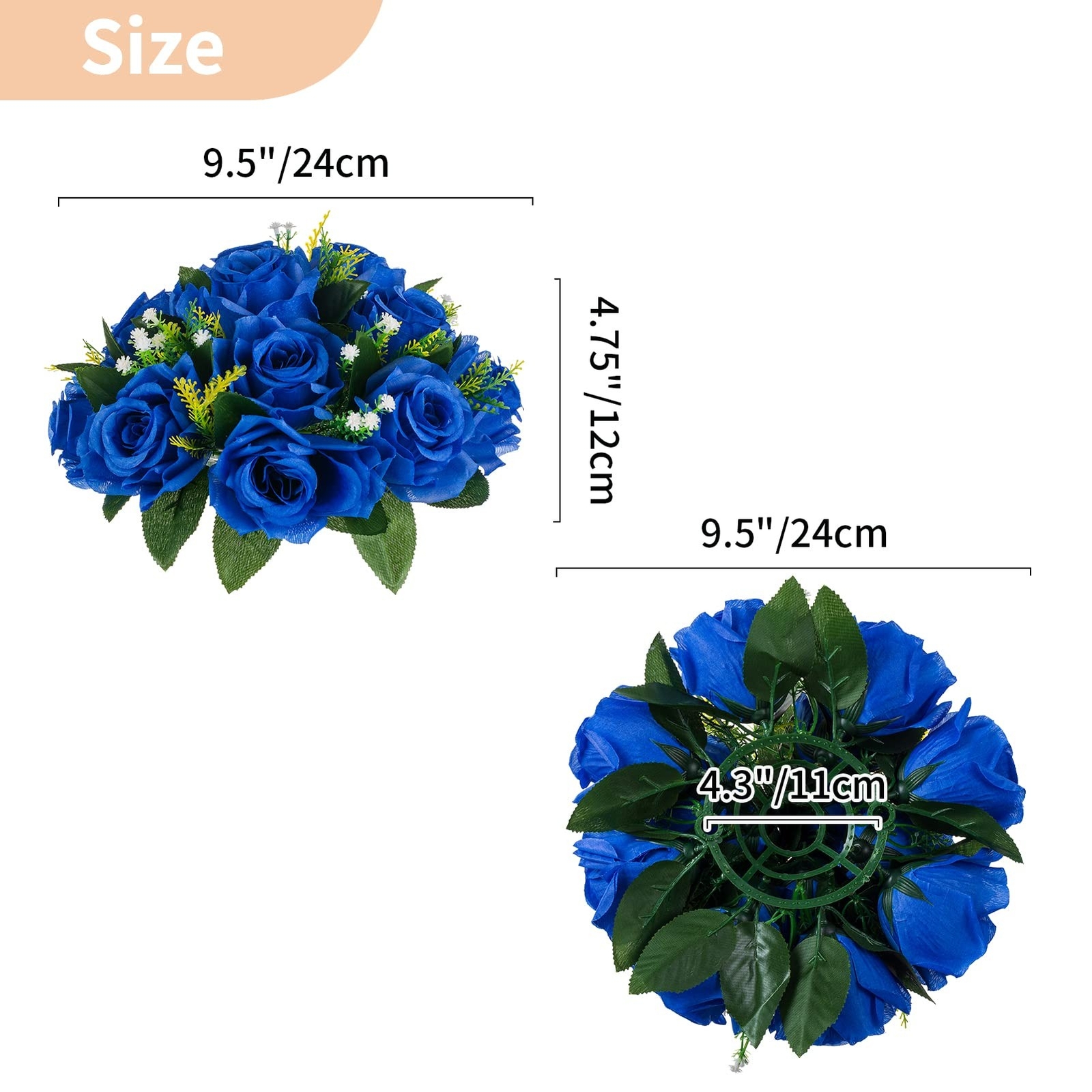 NUPTIO Flower Ball Arrangement Bouquet – 6 Pcs 9.5 inch Diameter Royal Blue F…