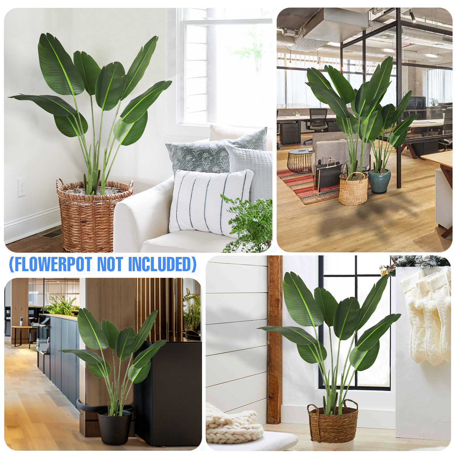 Artificial Fake Bird of Paradise Tree with Plastic Pot For Indoor Festival Decor