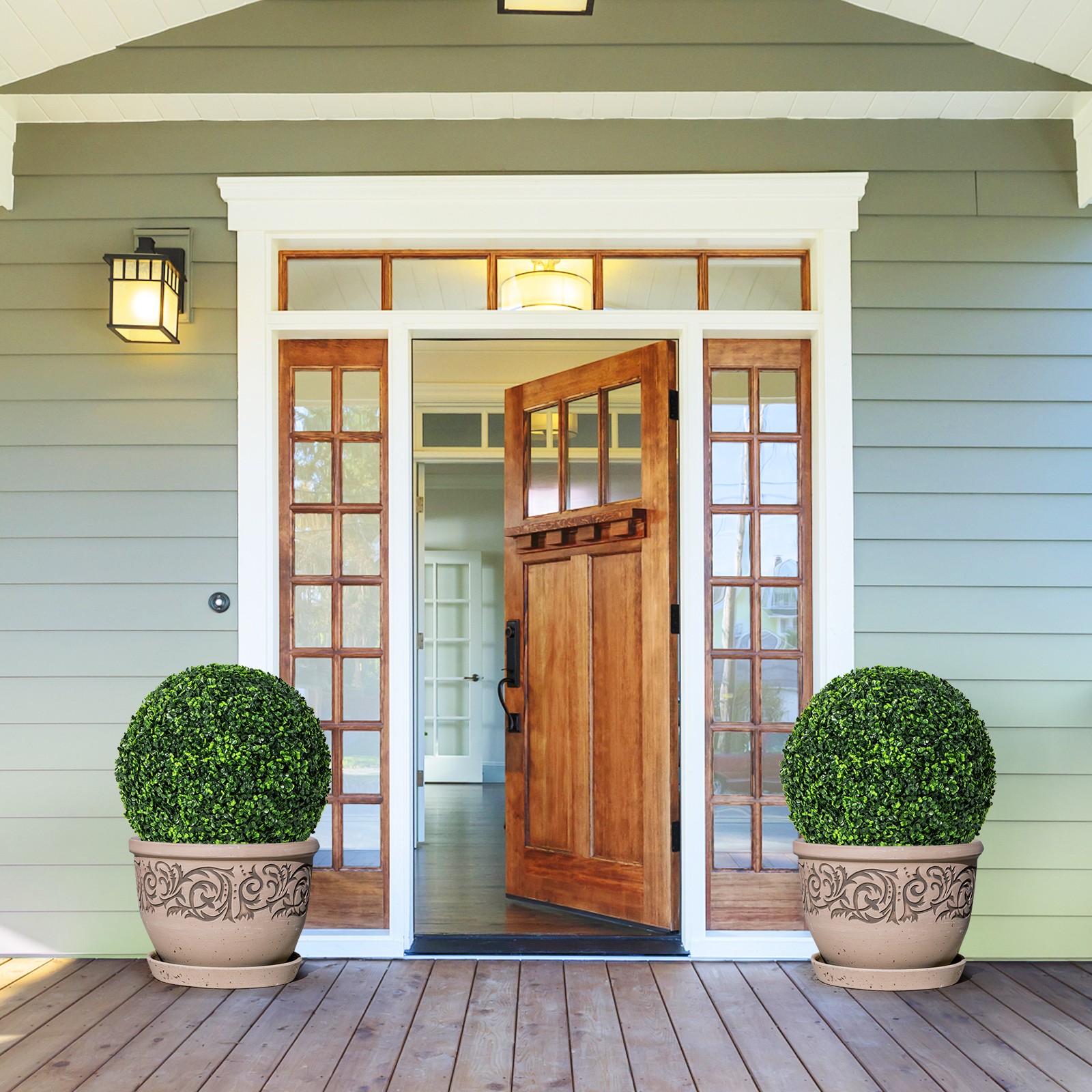 2 PCS Artificial Plant Topiary Balls Faux Boxwood Decorative Spheres for Wedding