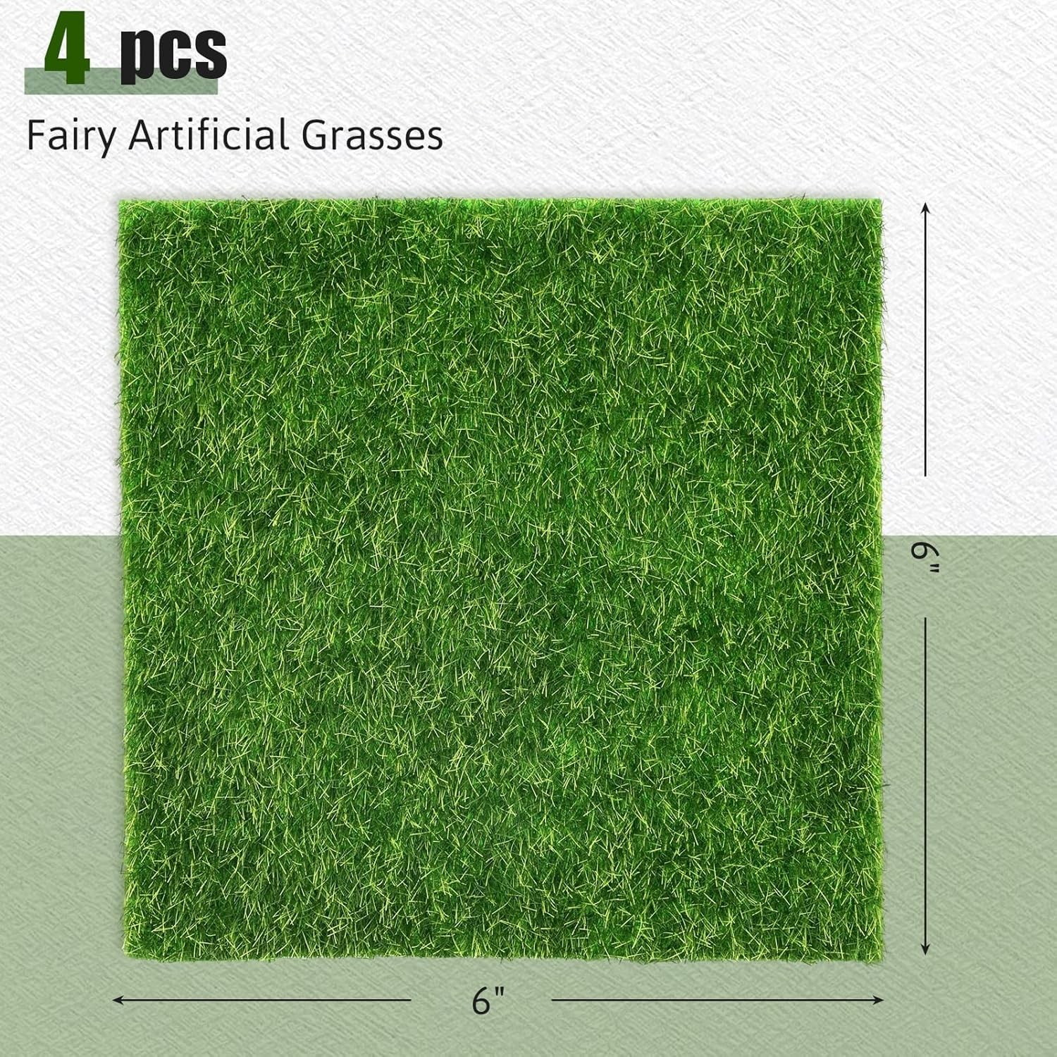 4 Packs Fake Grass Decor for Crafts, 6″ x 6″ Fairy Artificial Moss for Miniat…