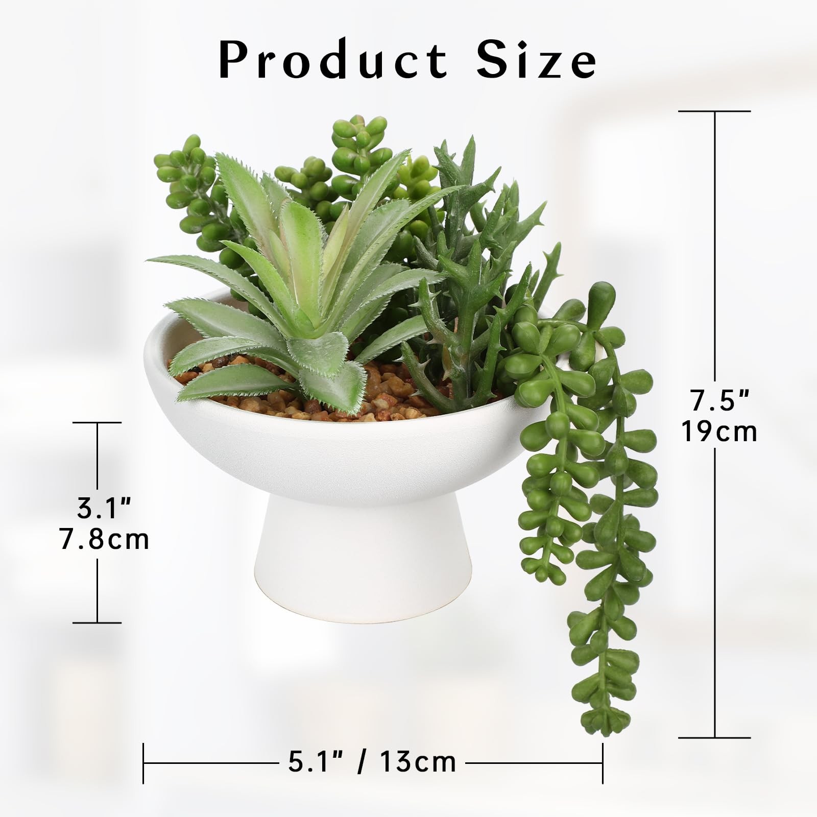 7.5” Small Succulents Plants Artificial in Ceramic Pots Potted Faux Succulent…