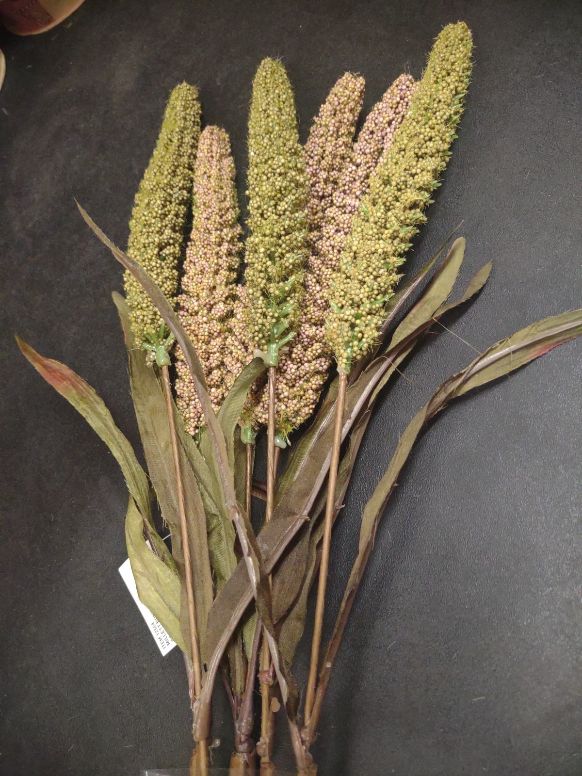 24″ Artificial Millet Seed, 6 Stems, Silk Leaves, 2-Tone Sage Green & Lavender