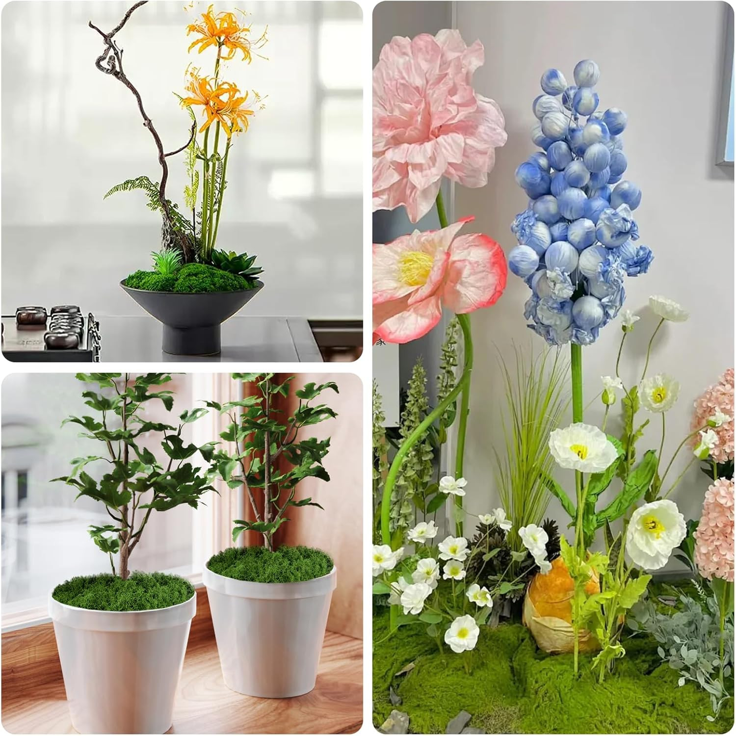 Fake Green Moss for Potted Plants,Artificial Moss for Crafts Indoor,DIY Table De