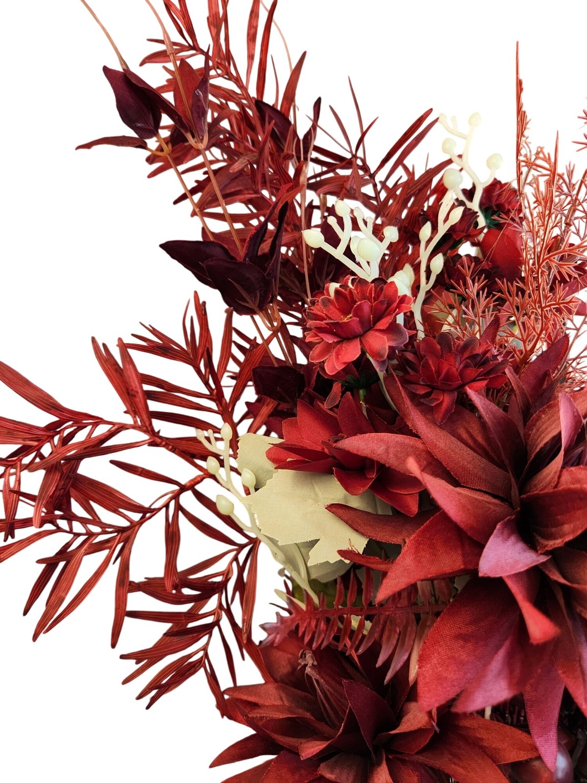 Burgundy Faux Flower Mixed Bouquet 11 Stems Floral Arrangement Realistic